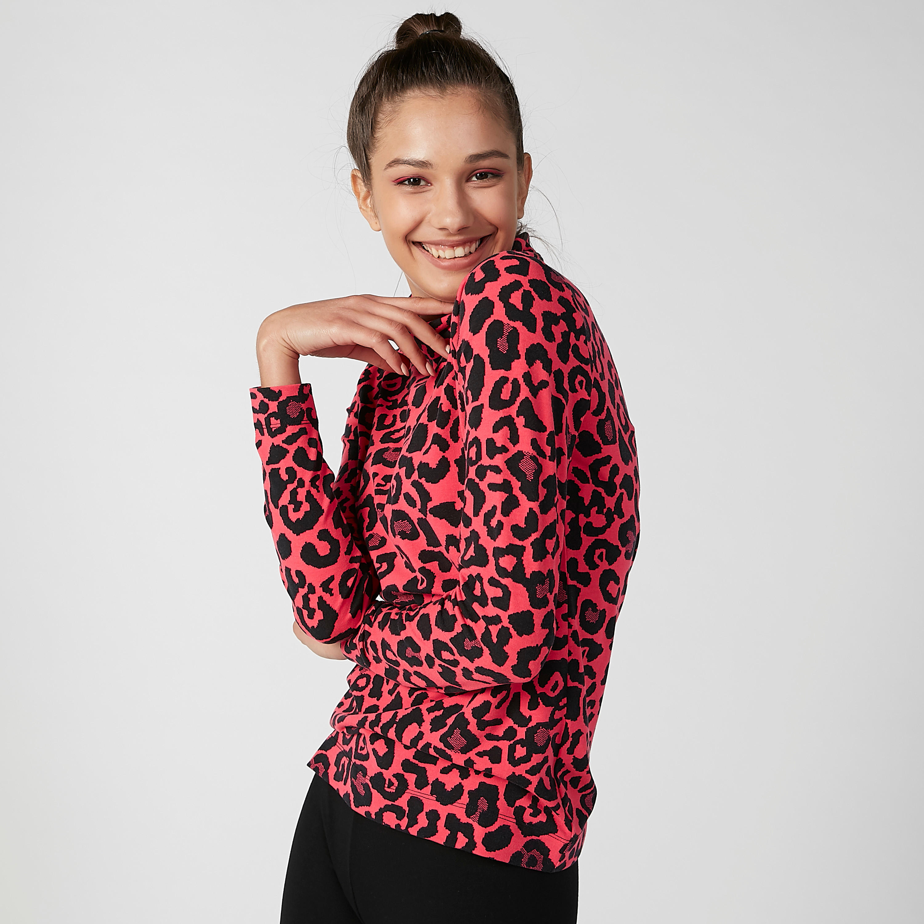 Printed Top with High Neck and Long Sleeves-women-clothing-shirtsandblouses-blouses-image-2