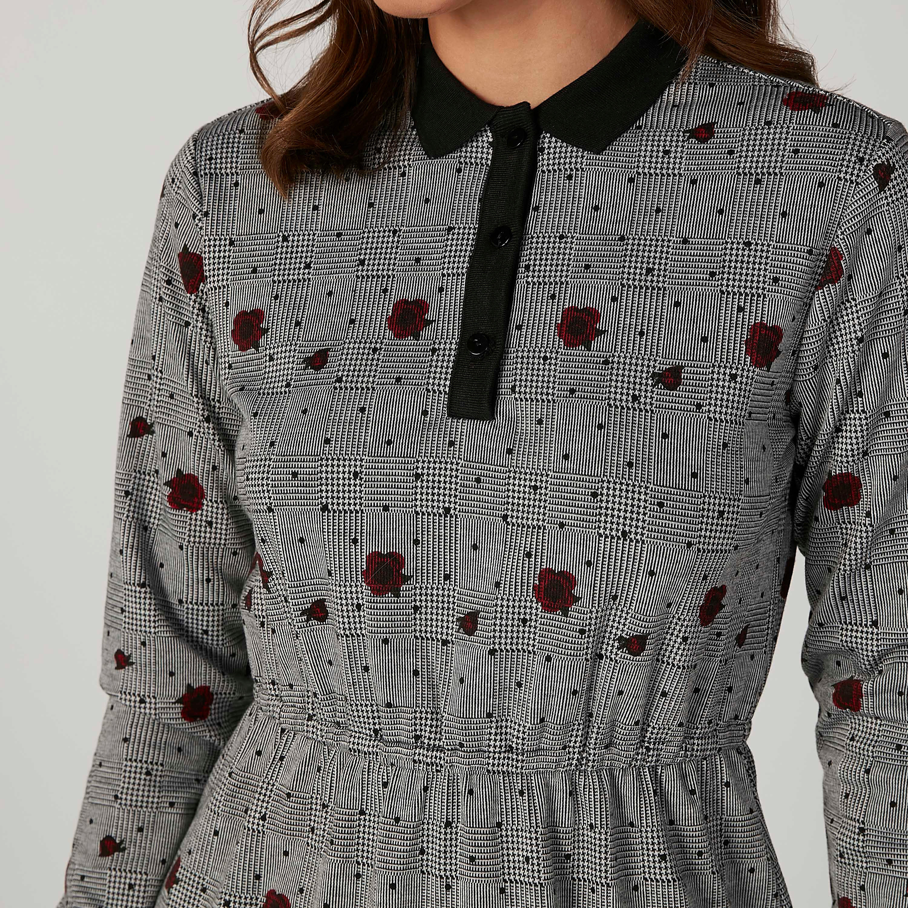 فستان ميدي إيه لاين بأكمام طويلة وطبعات-women-clothing-dresses-image-5