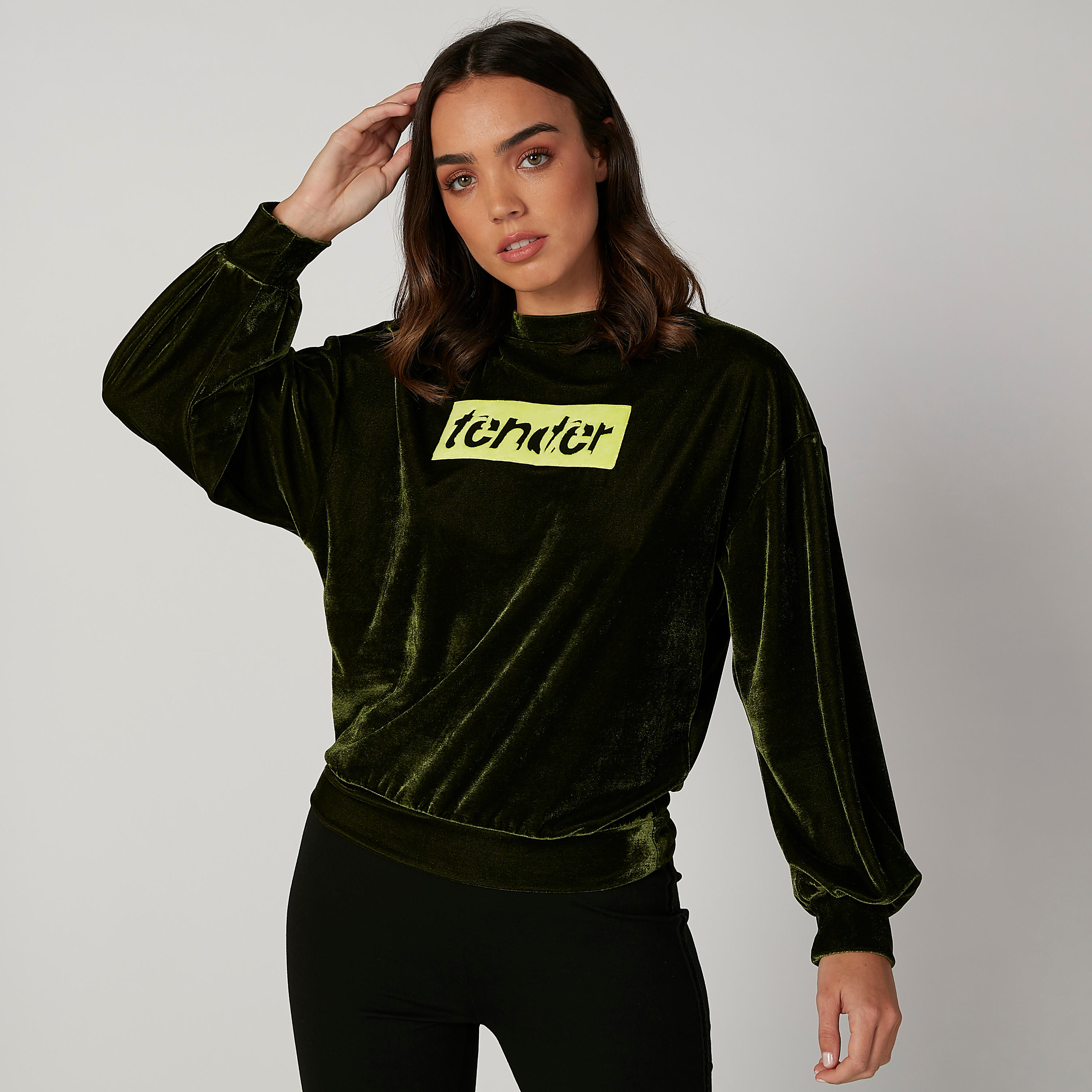 سويت شيرت بارز الملمس بياقة مستديرة وأكمام طويلة-women-winterwear-hoodiesandsweatshirts-sweatshirts-image-1