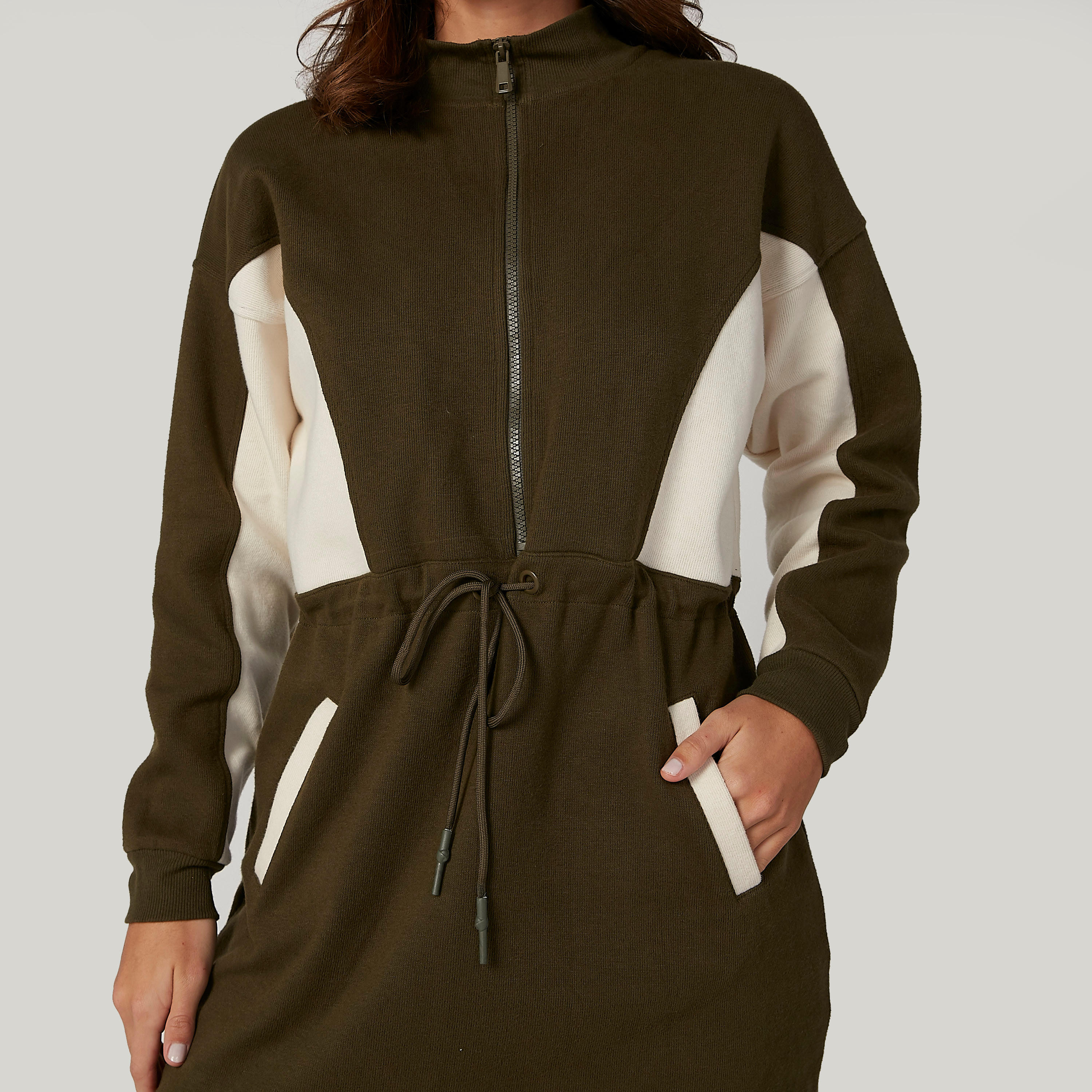 فستان سويت شيرت طويل سادة بياقة عالية وأكمام طويلة-women-clothing-dresses-image-5