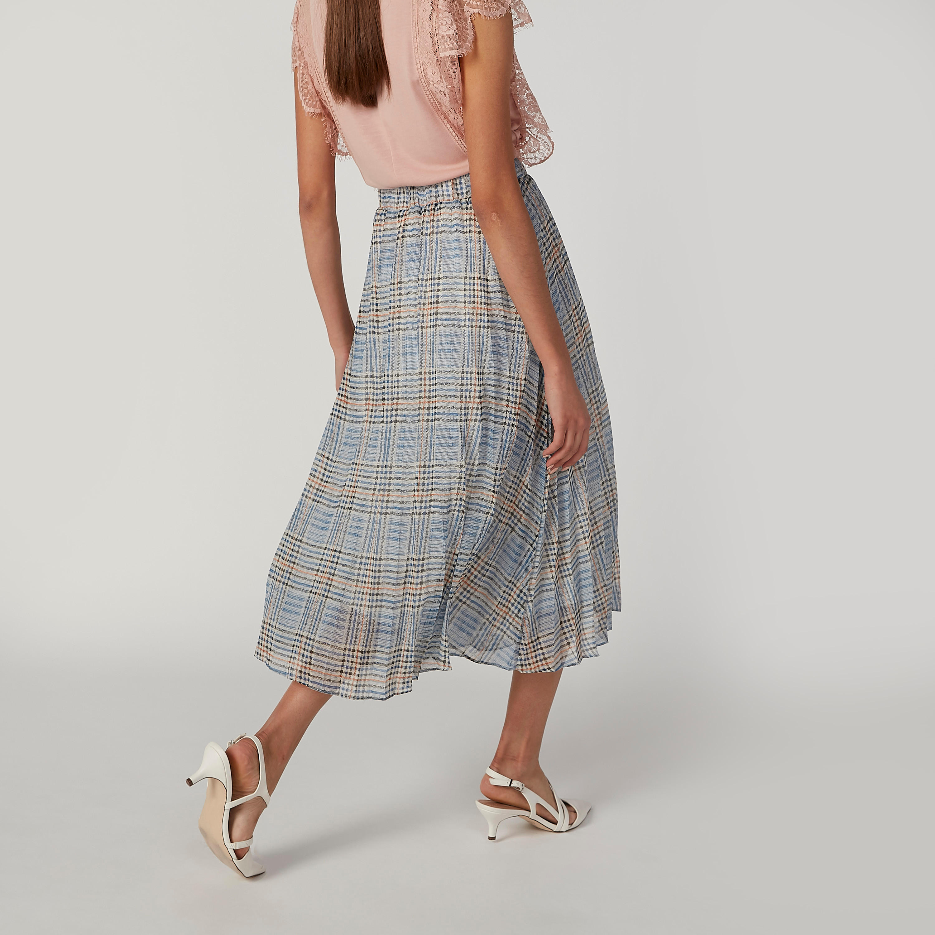 تنورة ميدي إيه لاين كاروهات بخصر مطّاطي-women-clothing-bottoms-skirts-image-3