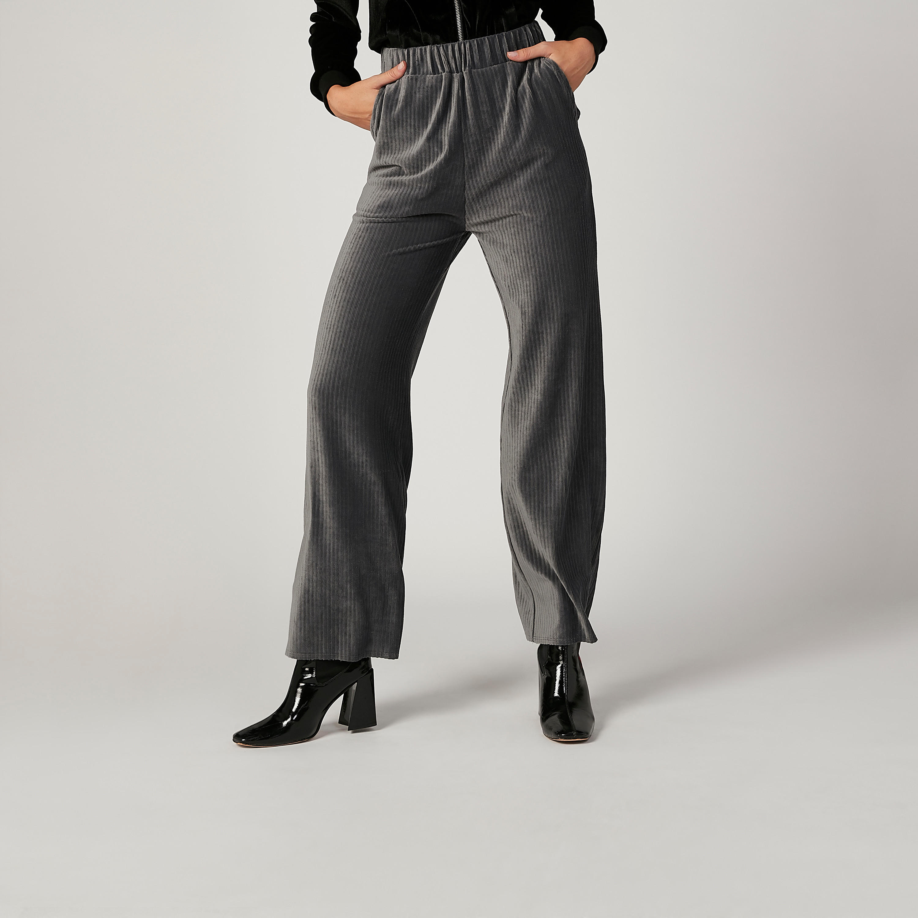 Wide Fit Textured Mid Waist Palazzo Pants with Elasticised Waistband-women-clothing-bottoms-trousers-image-1