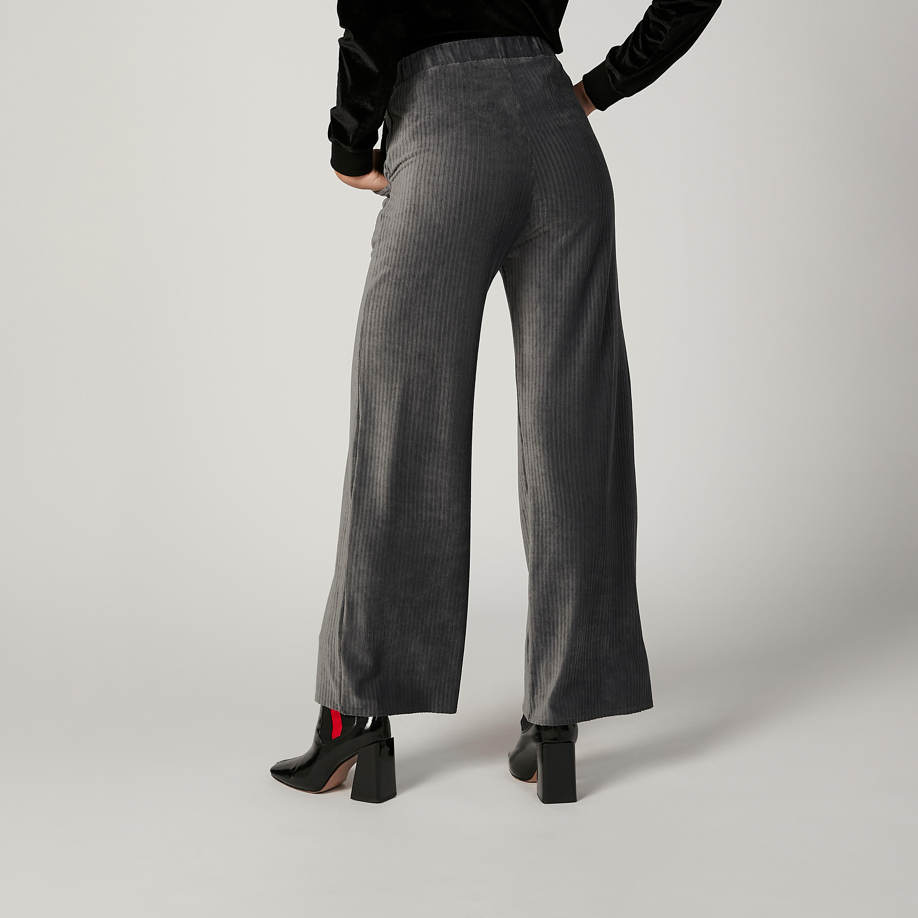 Wide Fit Textured Mid Waist Palazzo Pants with Elasticised Waistband-women-clothing-bottoms-trousers-image-4