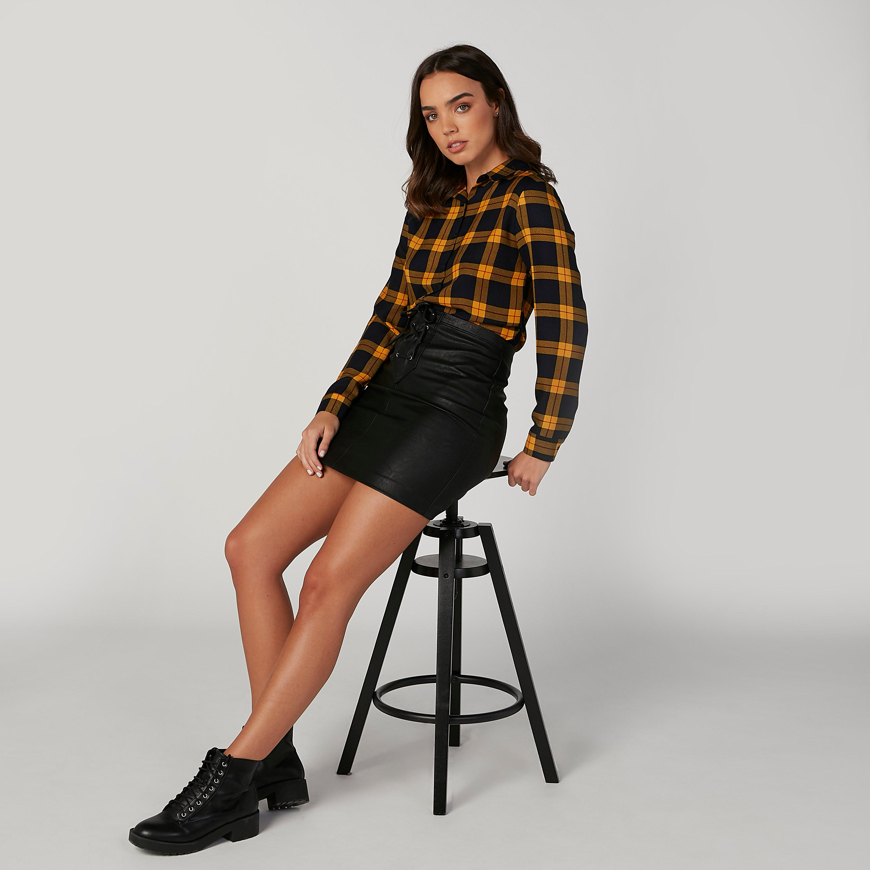 قميص كاروهات بياقة عاديّة وأكمام طويلة-women-clothing-shirtsandblouses-shirts-image-6