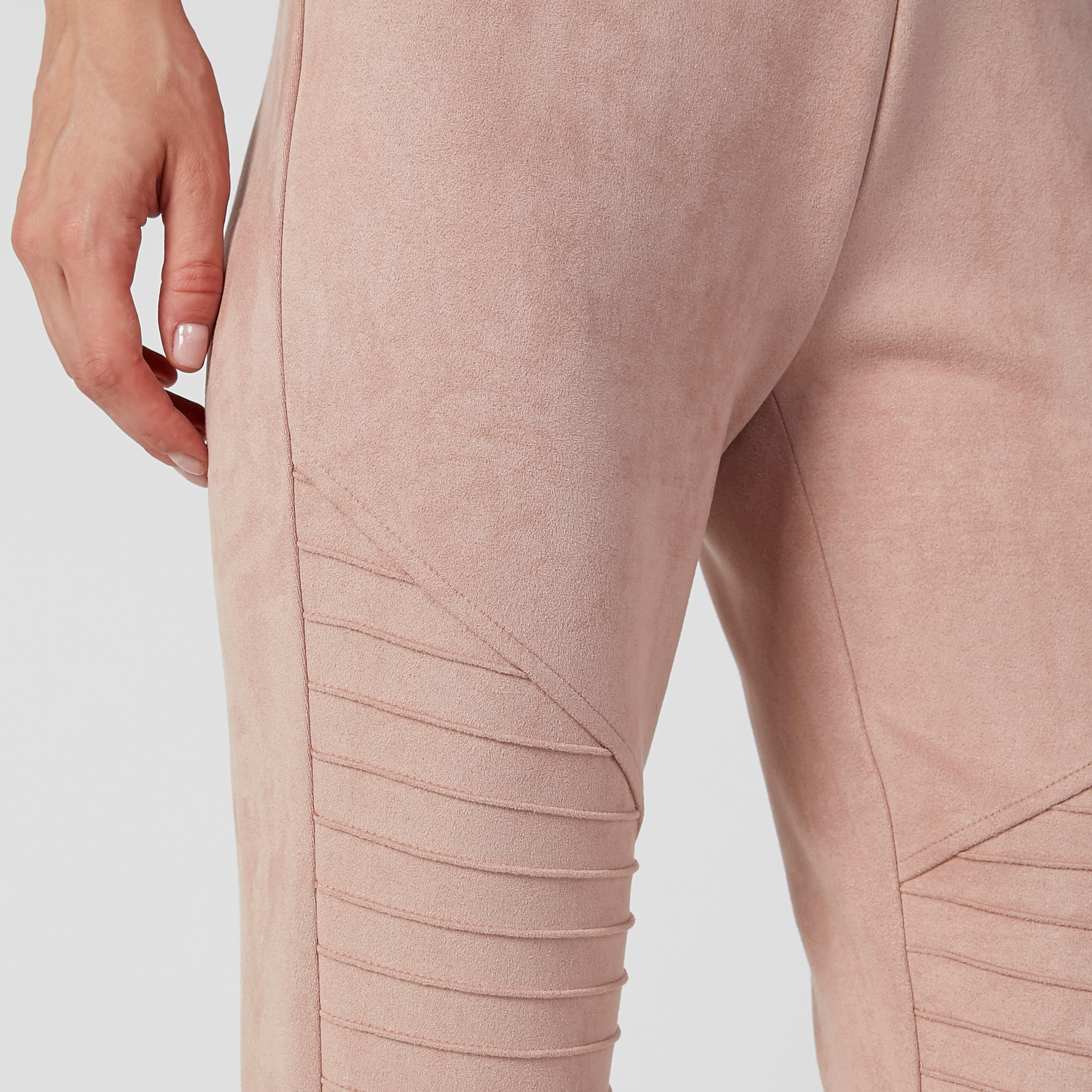 بنطلون تريجنز بارز الملمس بخصر مطاطي متوسط الارتفاع-women-clothing-bottoms-leggings-image-3
