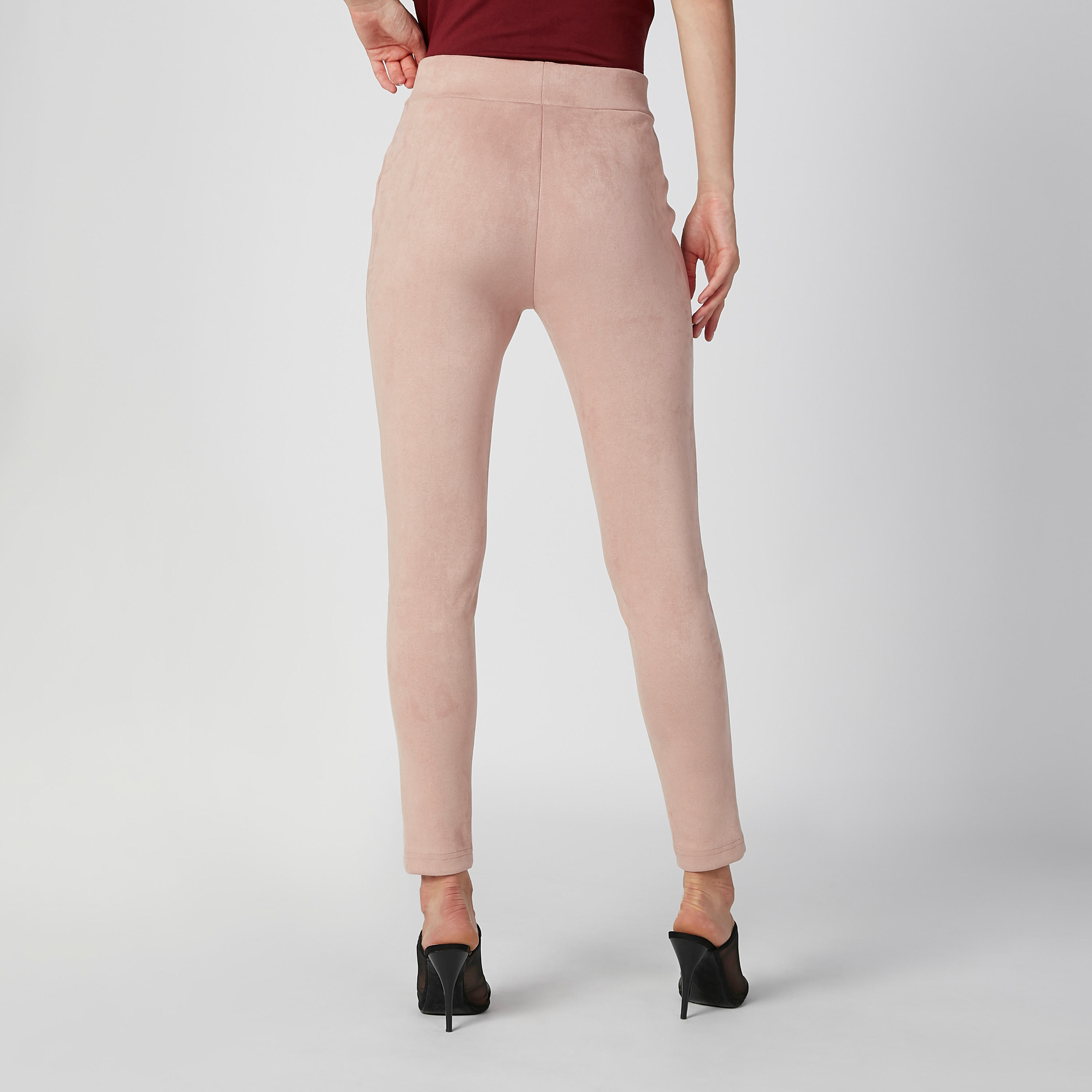 بنطلون تريجنز بارز الملمس بخصر مطاطي متوسط الارتفاع-women-clothing-bottoms-leggings-image-4
