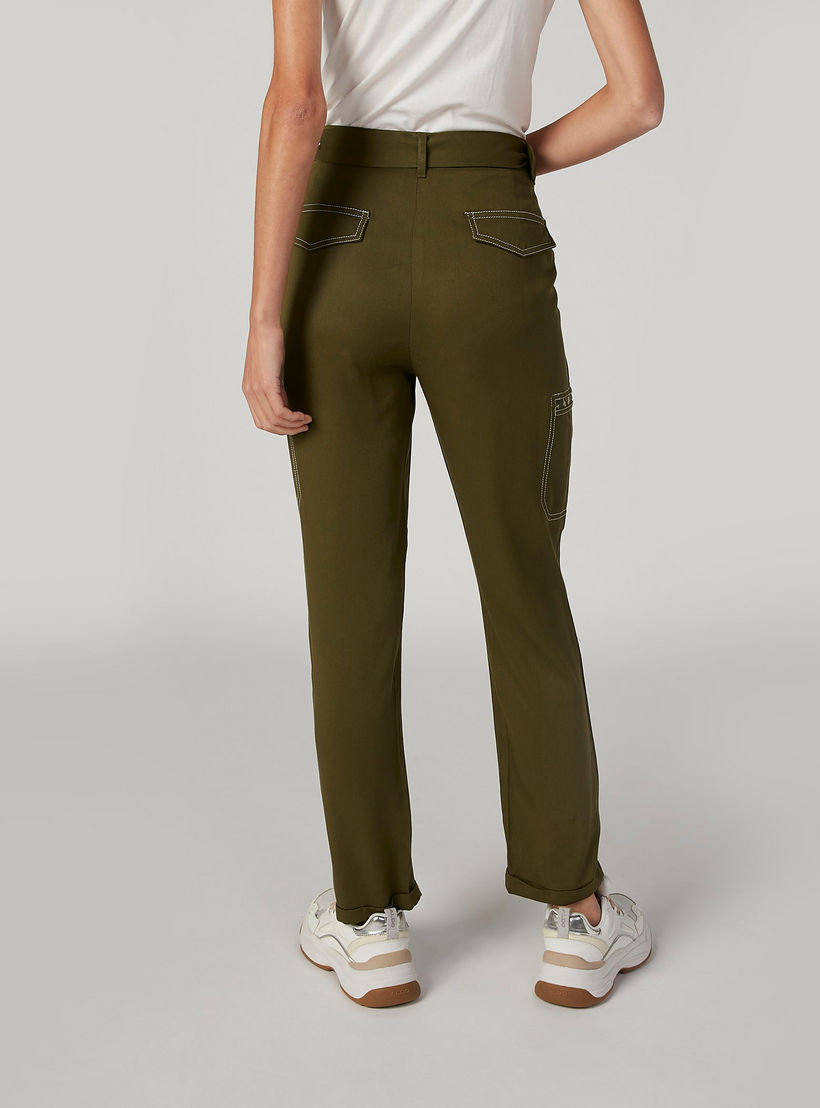 بنطلون سادة بخصر متوسط الارتفاع وجيوب وحلقات للحزام-women-clothing-bottoms-trousers-image-4
