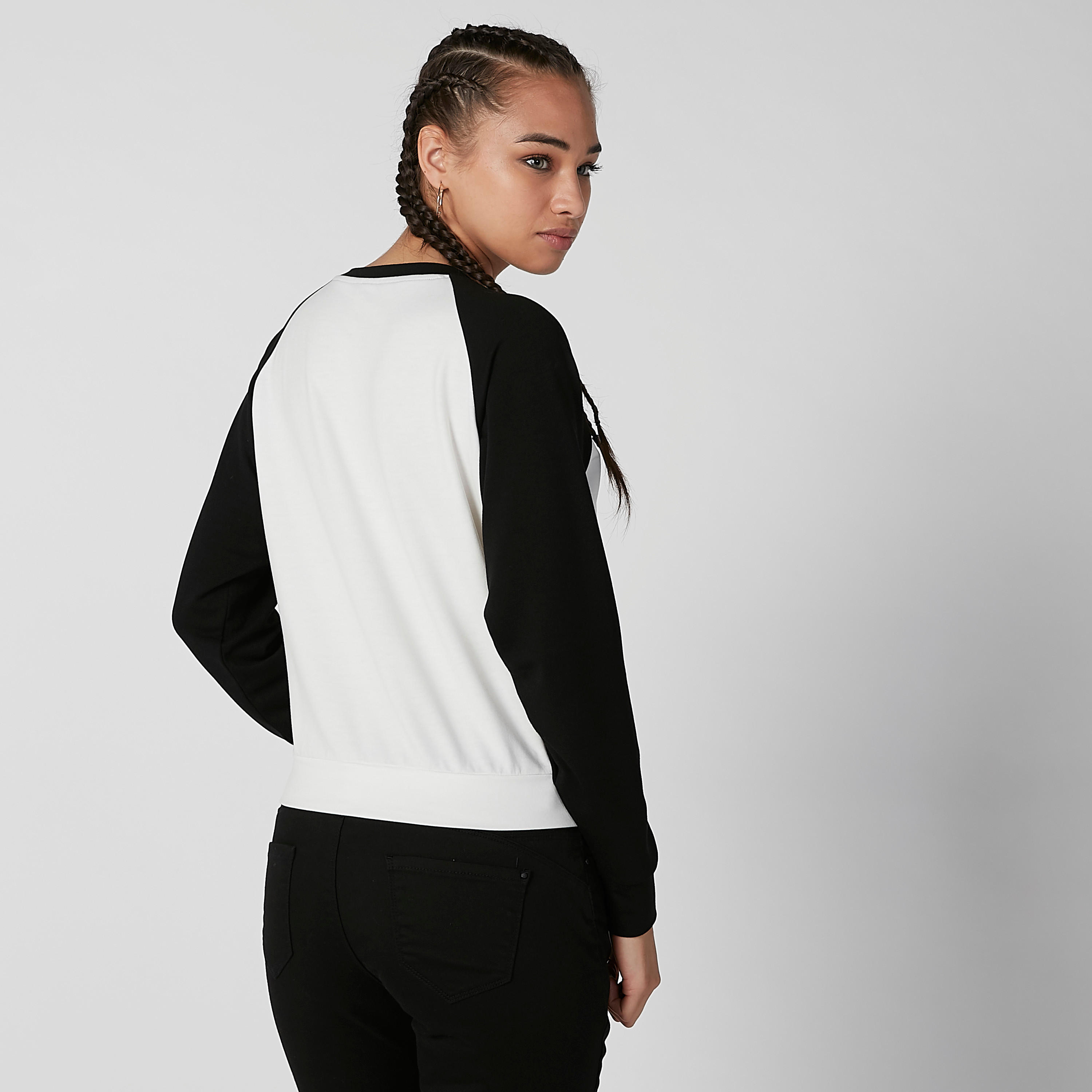 Textured Sweatshirt with Round Neck and Raglan Sleeves-women-winterwear-hoodiesandsweatshirts-sweatshirts-image-4