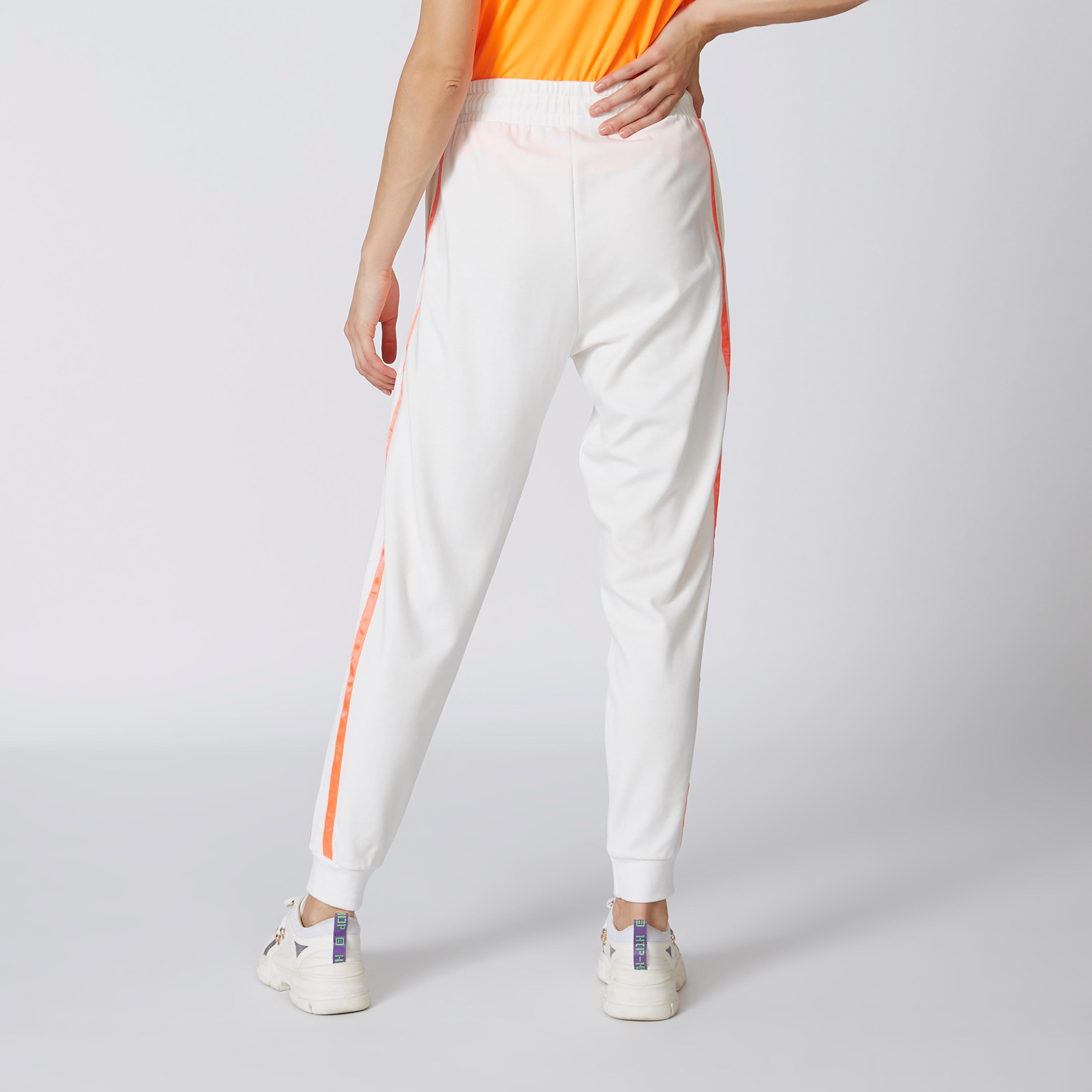 بنطلون رياضي سادة برباط وخصر متوسط الارتفاع وشريطة-women-clothing-bottoms-joggers-image-3