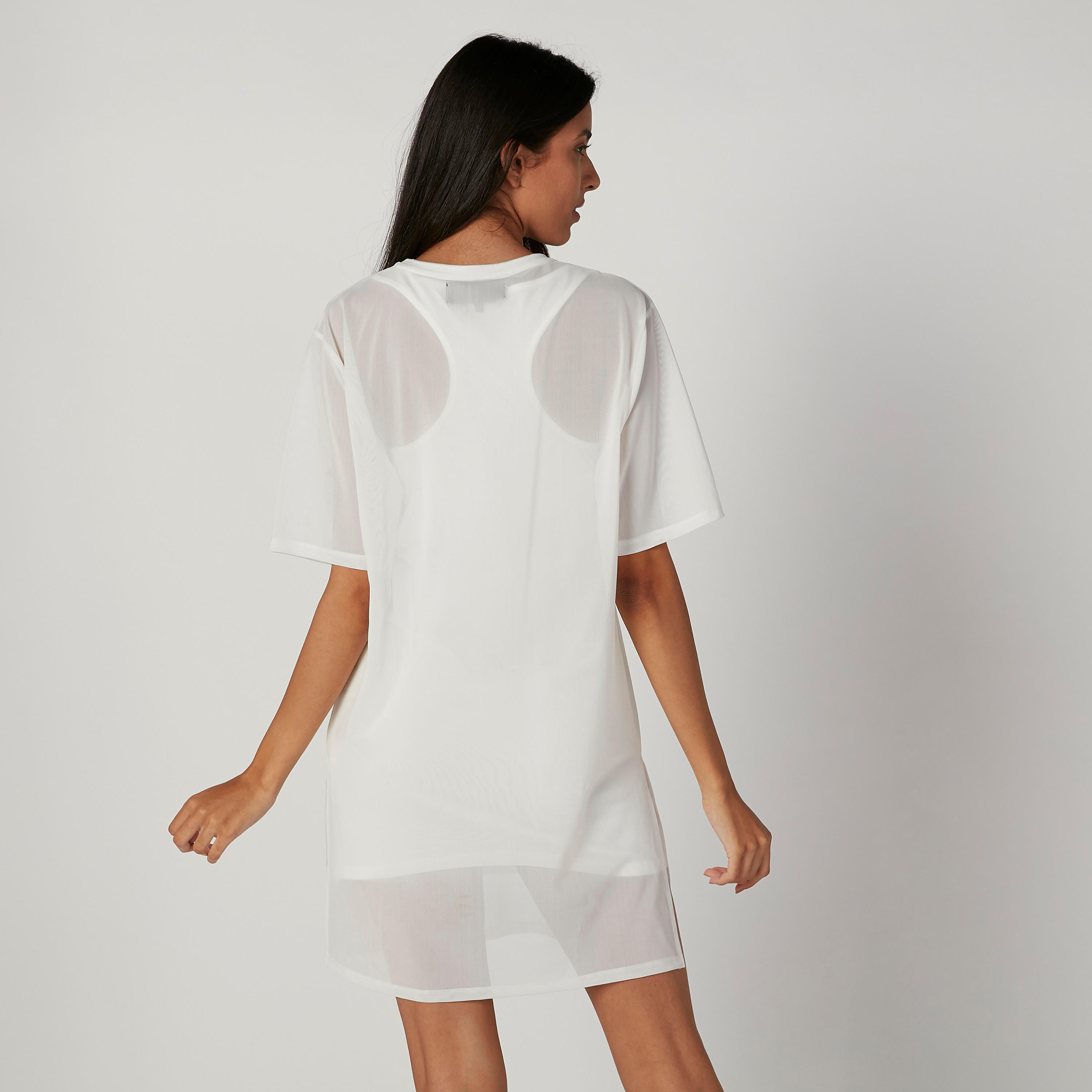 فستان قصير واسع بياقة مستديرة وأكمام قصيرة وطبعات من كيندال + كايلي-women-clothing-dresses-image-3