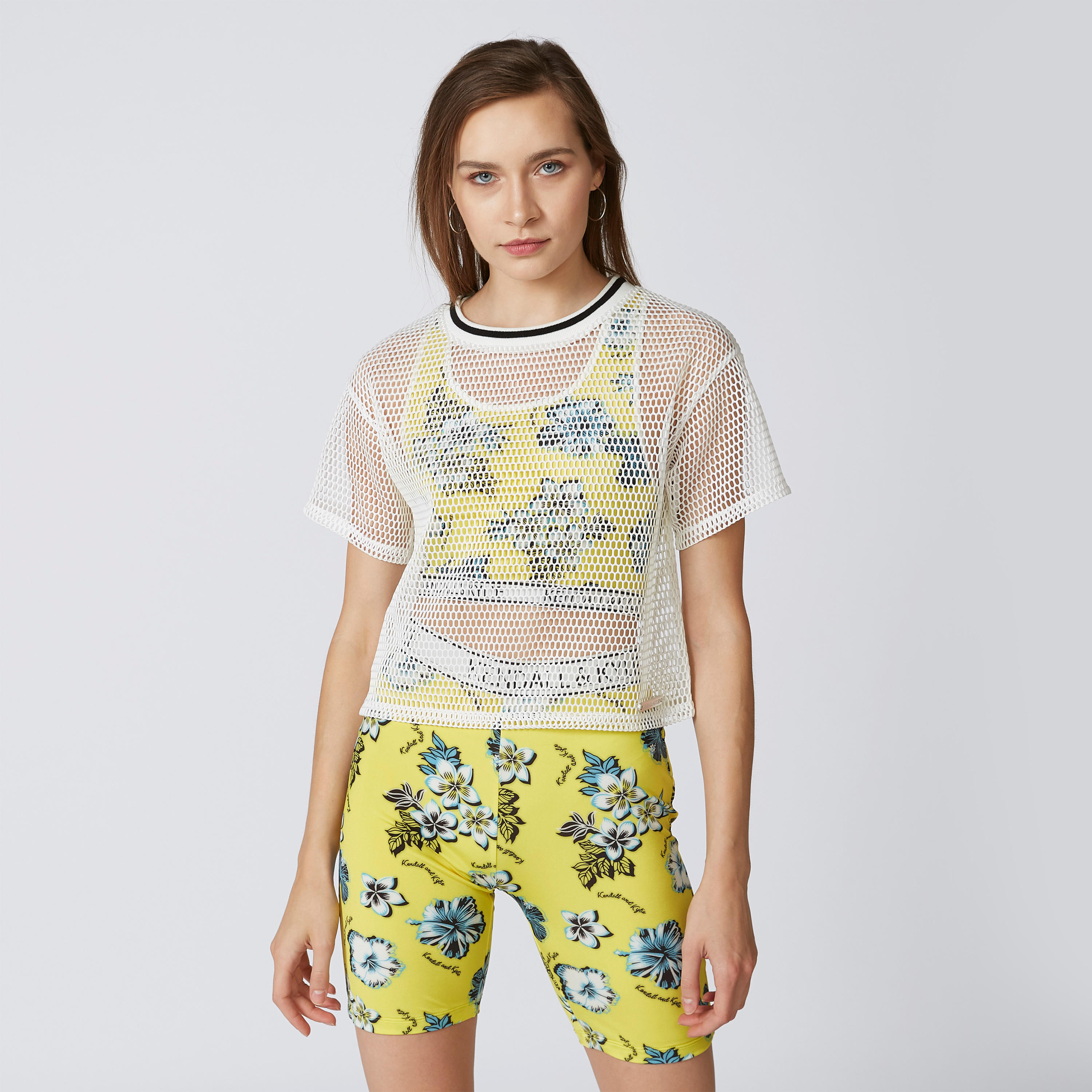 Textured Top with Round Neck and Short Sleeves-women-clothing-tshirts-image-1