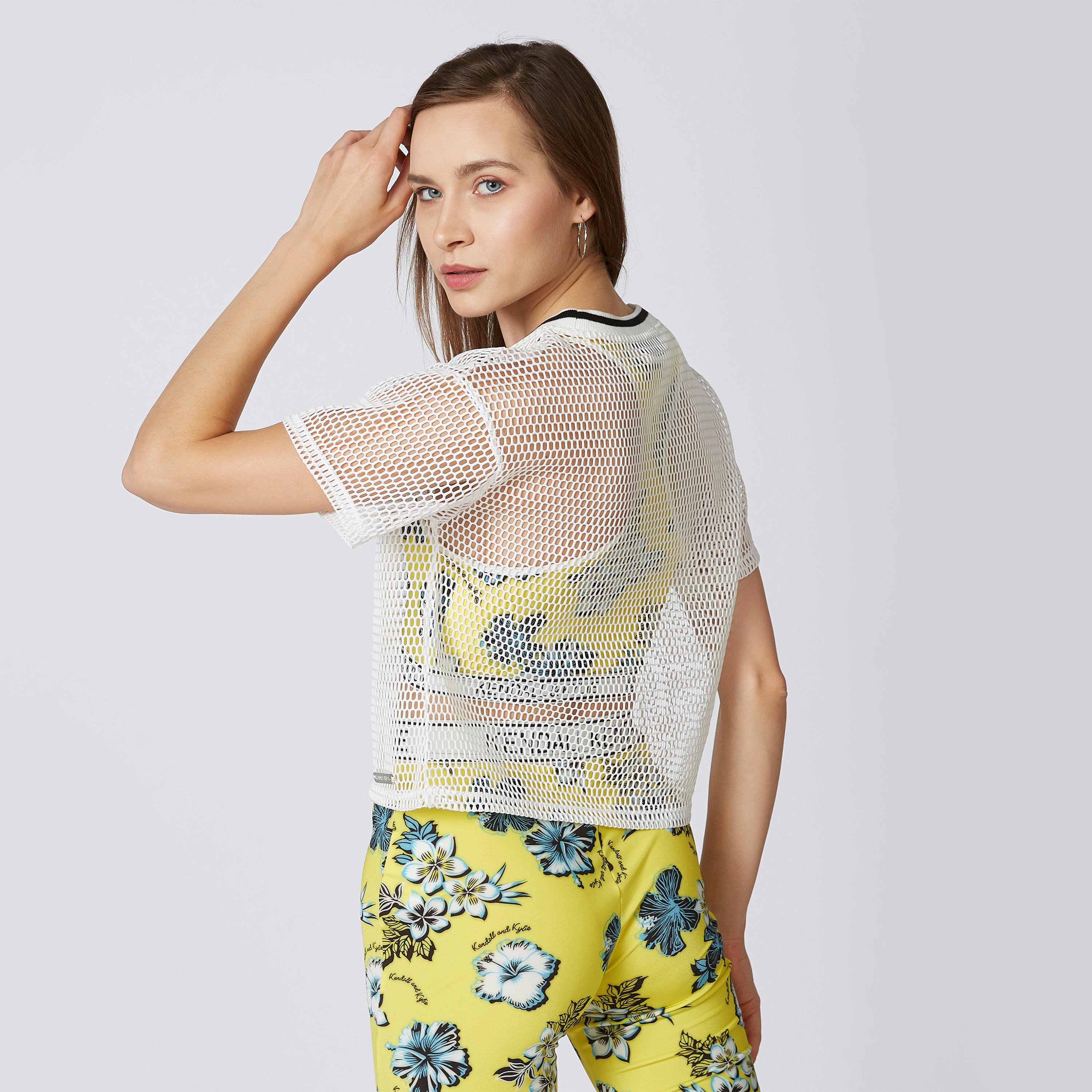 Textured Top with Round Neck and Short Sleeves-women-clothing-tshirts-image-2