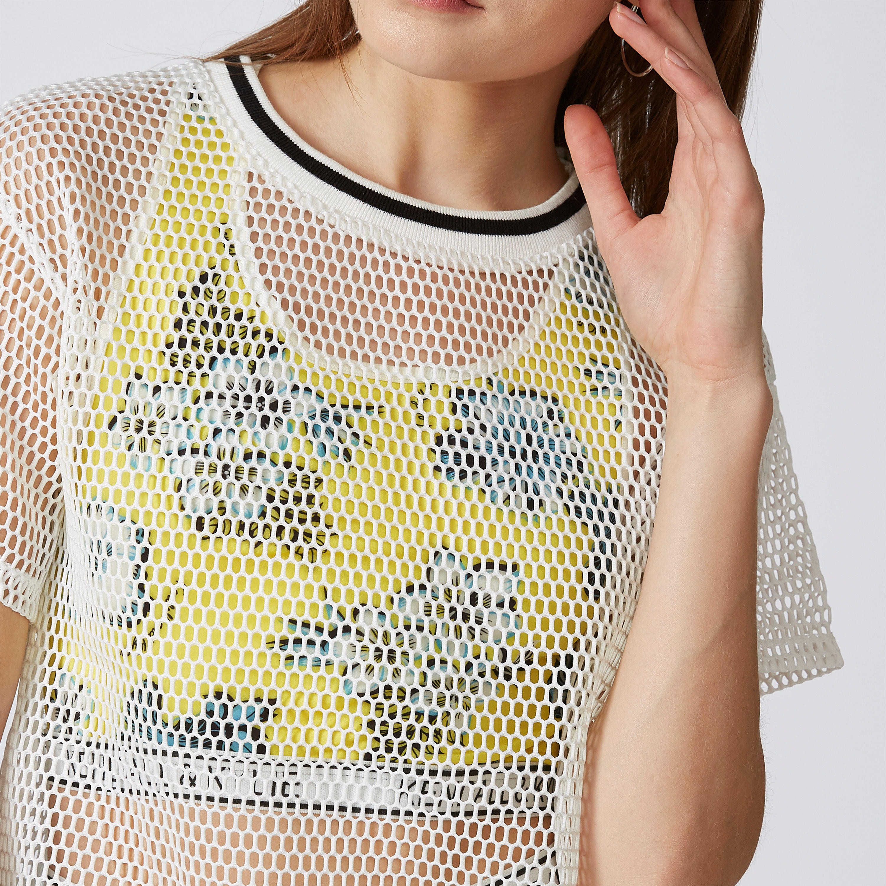 Textured Top with Round Neck and Short Sleeves-women-clothing-tshirts-image-4