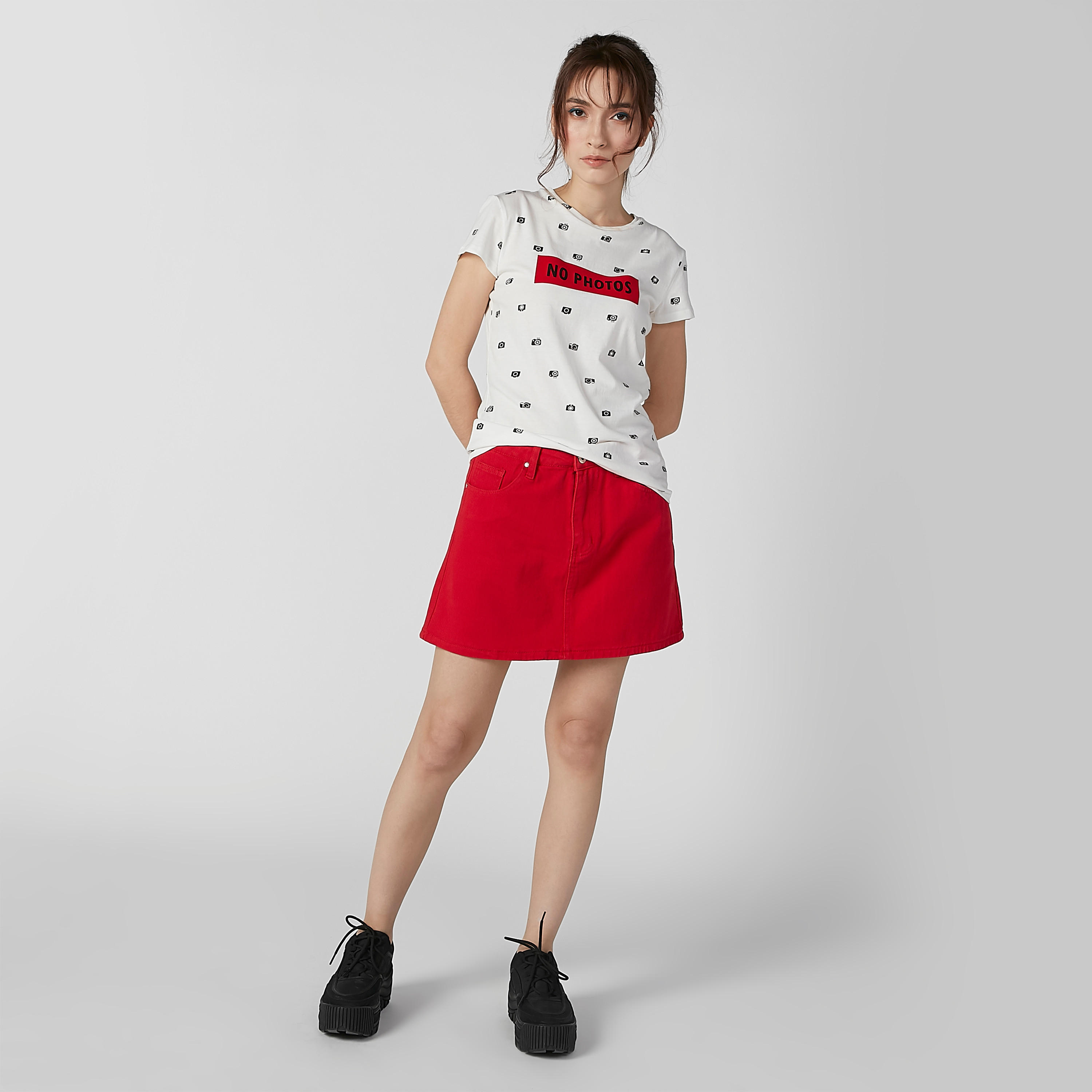 Printed T-shirt with Round Neck and Cap Sleeves-women-clothing-tshirts-image-2