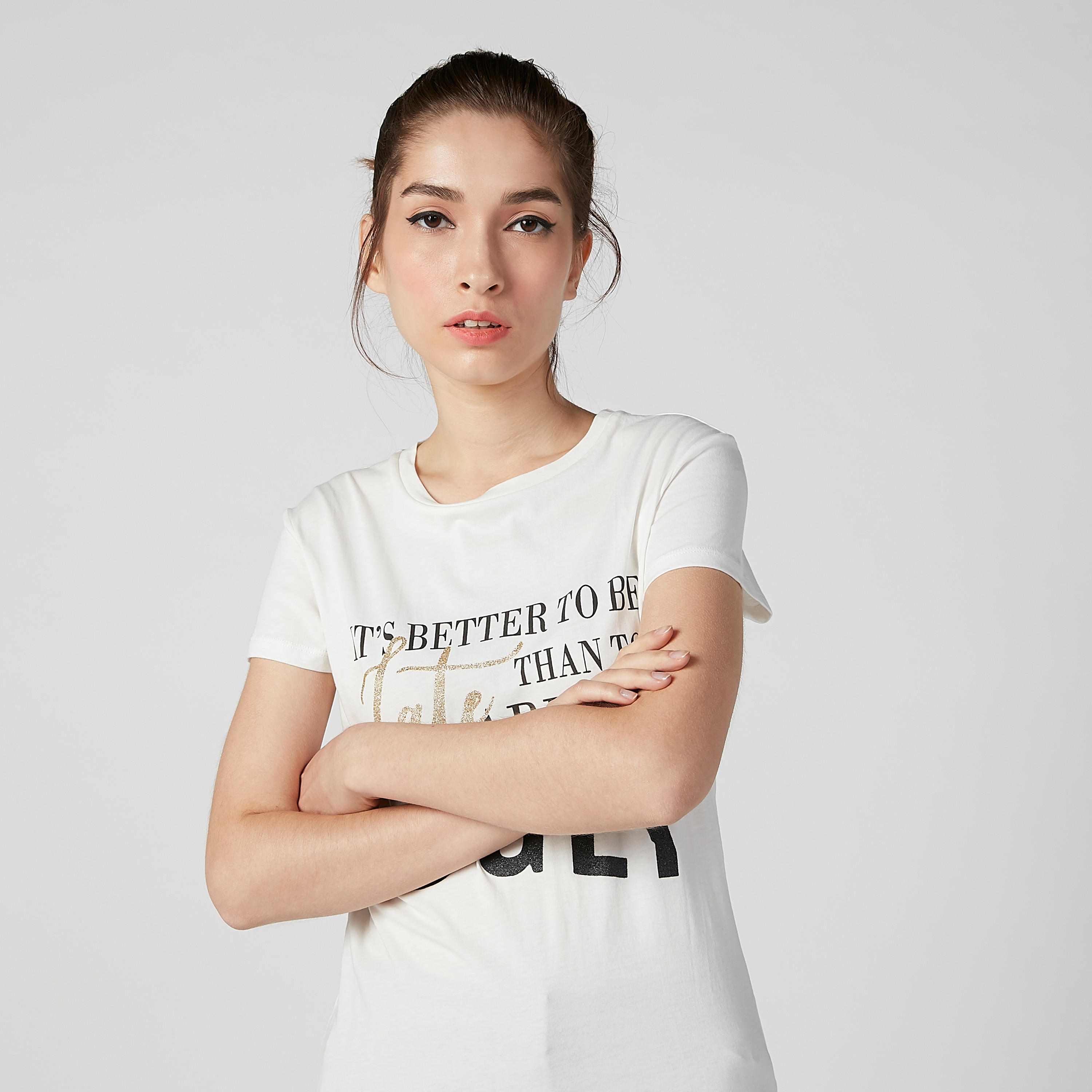 Printed T-shirt with Round Neck and Cap Sleeves-women-clothing-tshirts-image-4