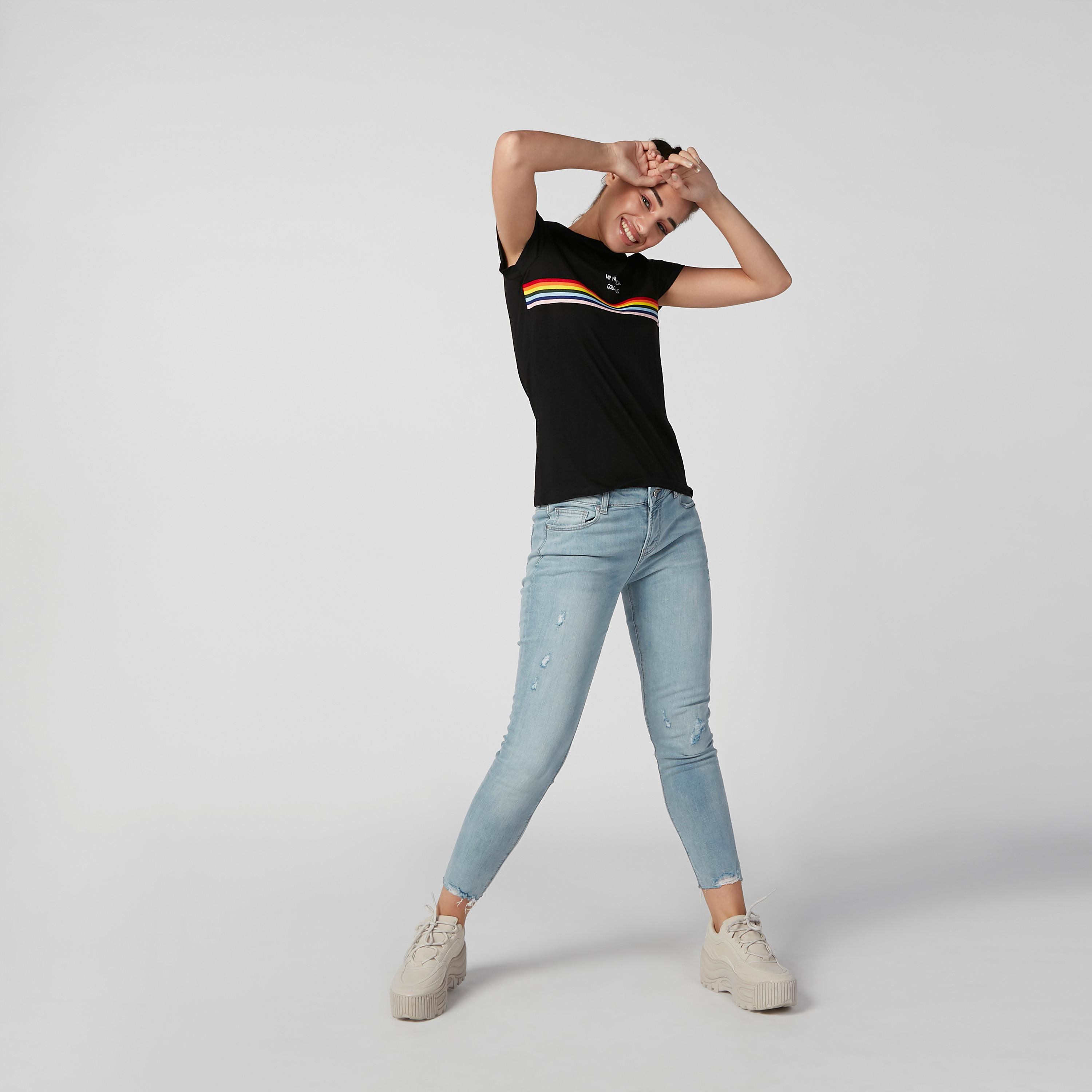 Printed T-shirt with Round Neck and Short Sleeves-women-clothing-tshirts-image-2