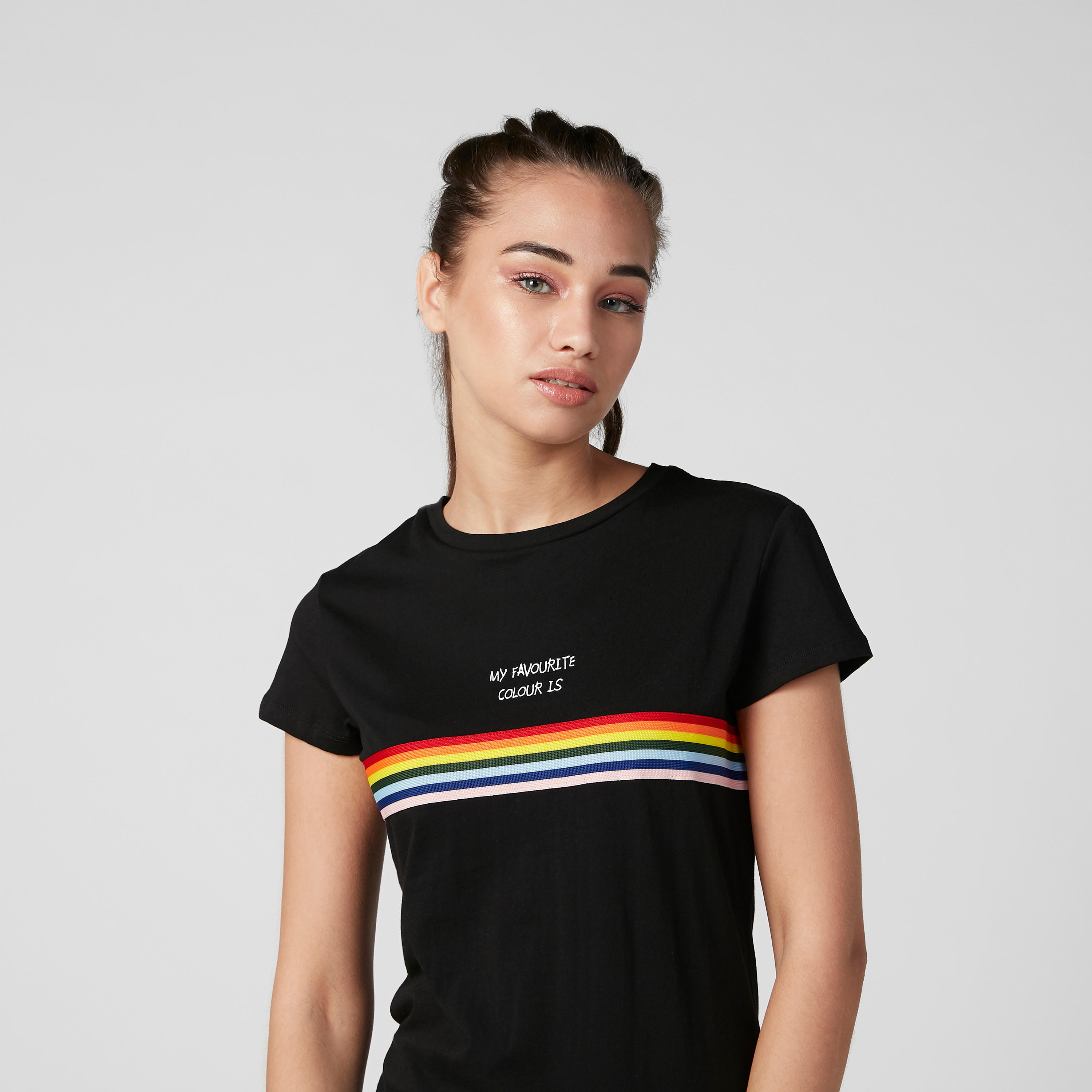 Printed T-shirt with Round Neck and Short Sleeves-women-clothing-tshirts-image-3