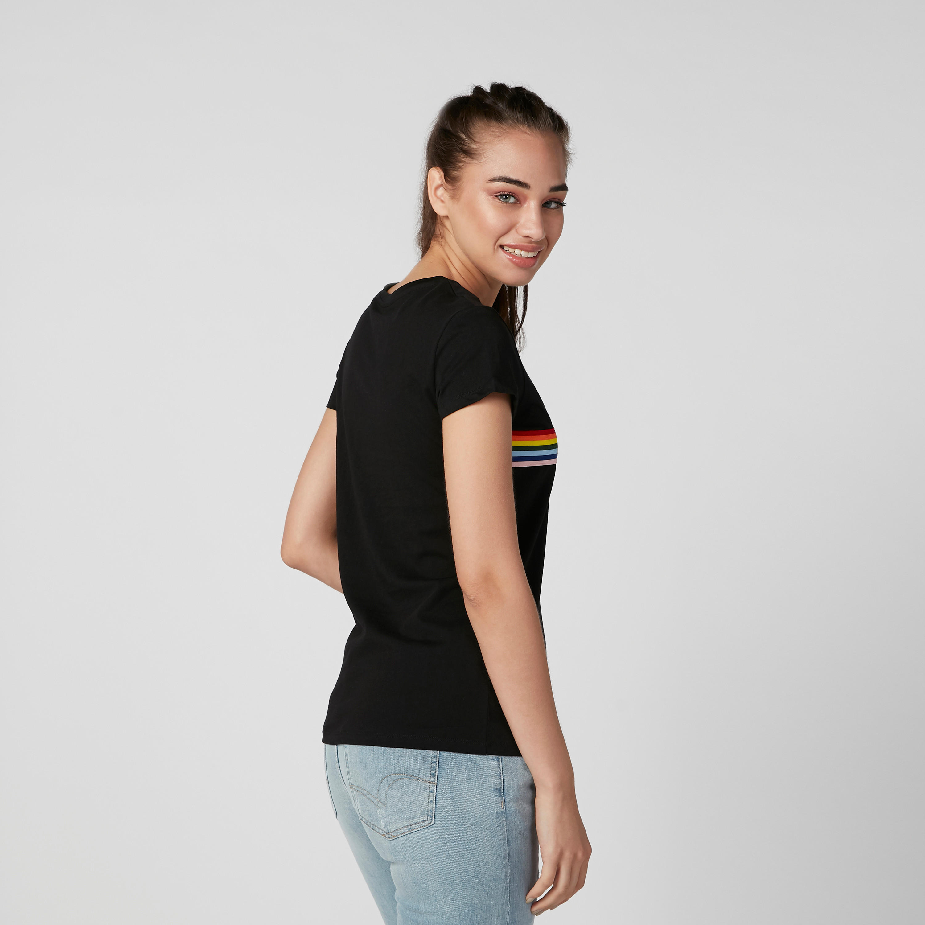 Printed T-shirt with Round Neck and Short Sleeves-women-clothing-tshirts-image-4