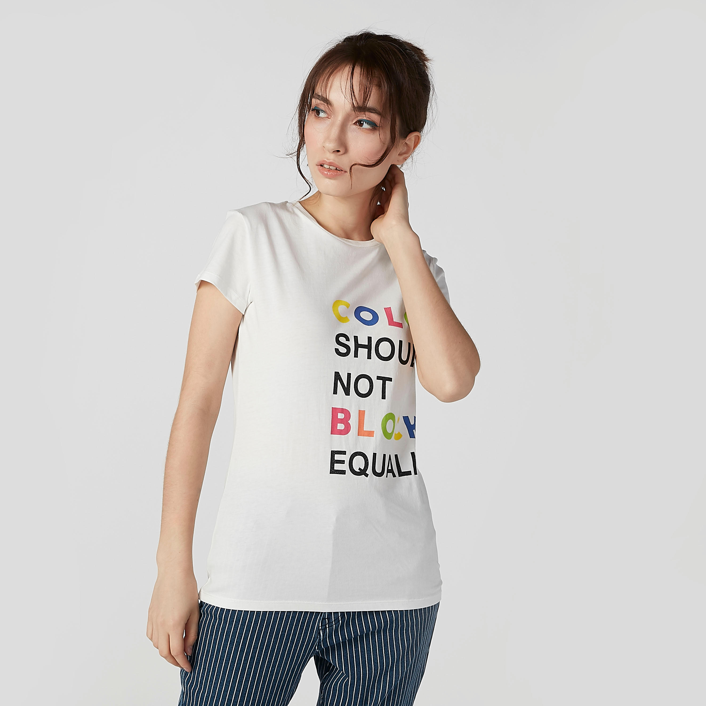 Printed T-shirt with Round Neck and Short Sleeves-women-clothing-tshirts-image-1