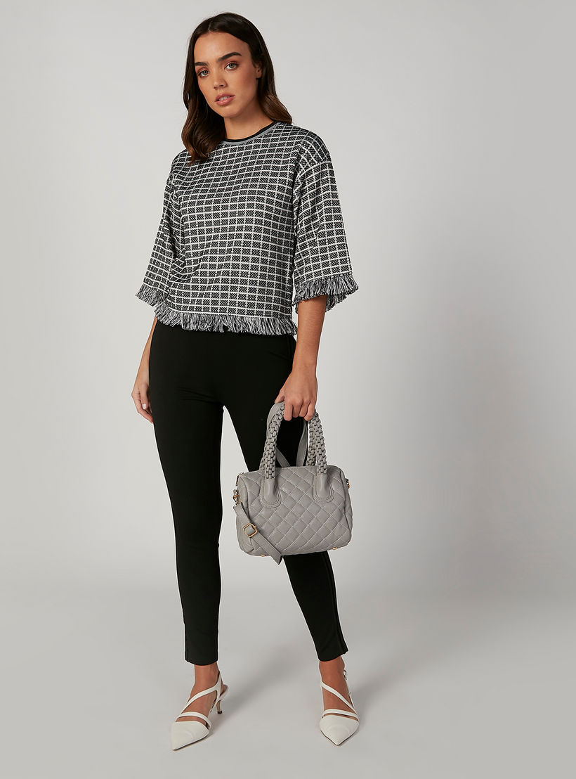بنطلون بونتي سكيني سادة بخصر مطّاطي متوسط الارتفاع-women-clothing-bottoms-trousers-image-4