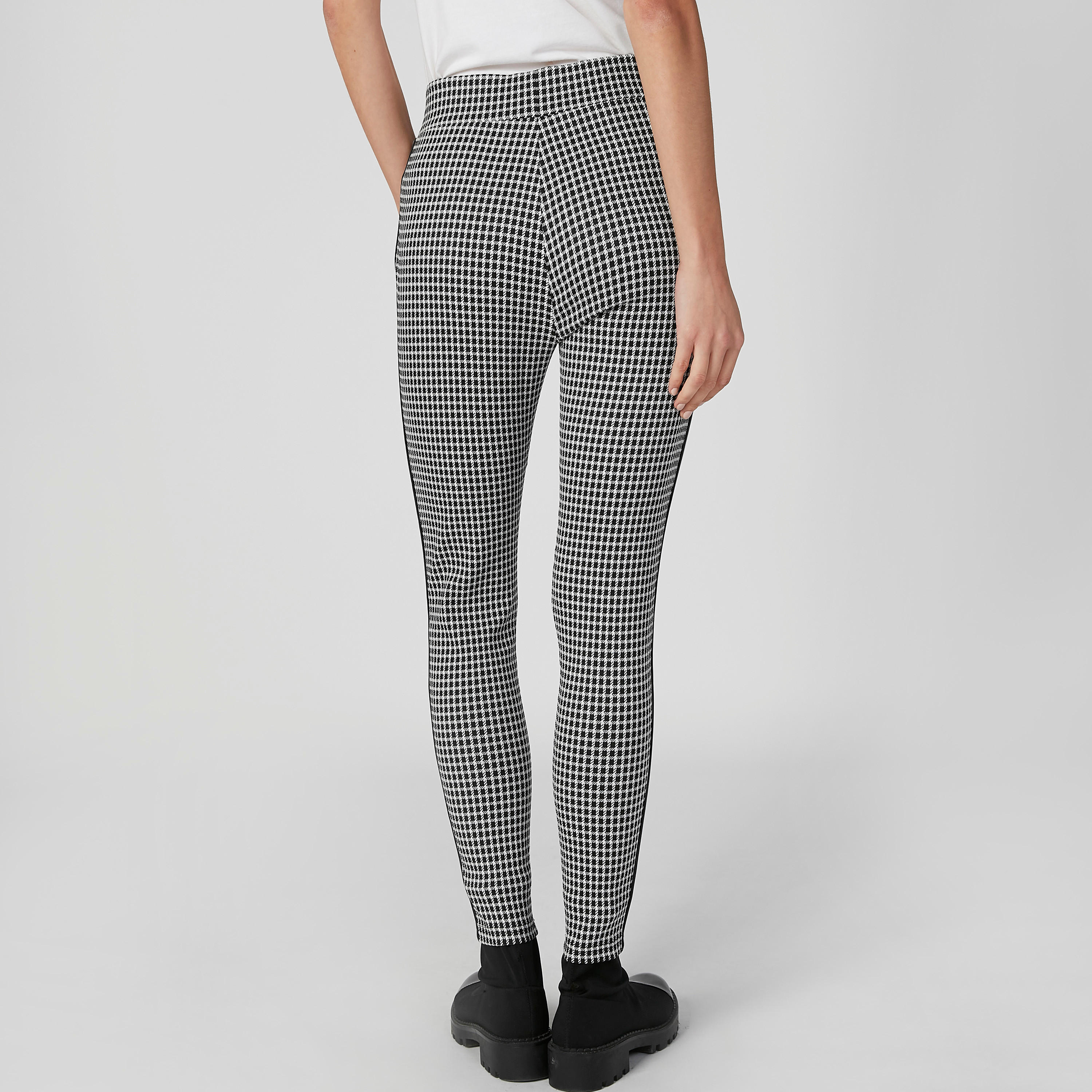 بنطلون بونتي سكيني كاروهات بخصر مطّاطي متوسط الارتفاع-women-clothing-bottoms-trousers-image-4