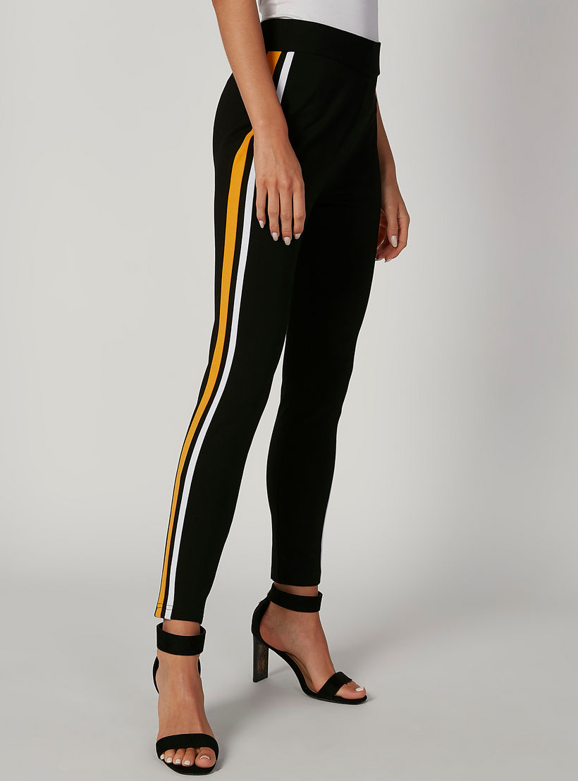 بنطلون بونتي سكيني بخصر متوسط الارتفاع وشريطة-women-clothing-bottoms-trousers-image-1