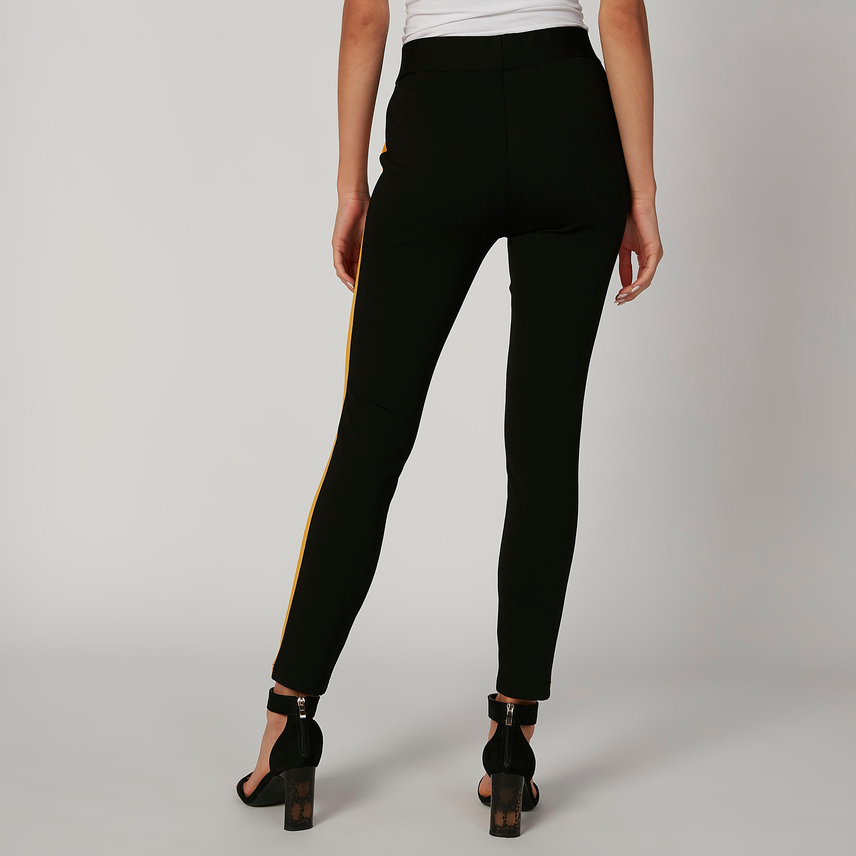 بنطلون بونتي سكيني بخصر متوسط الارتفاع وشريطة-women-clothing-bottoms-trousers-image-3