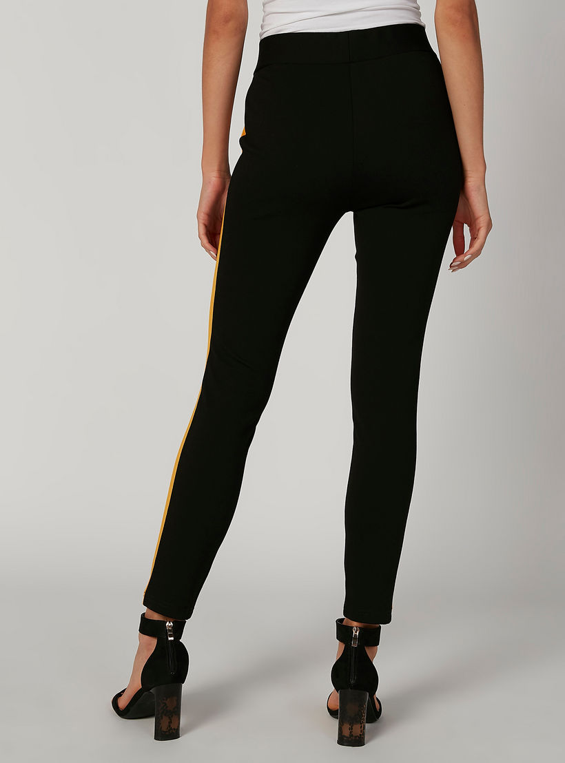 بنطلون بونتي سكيني بخصر متوسط الارتفاع وشريطة-women-clothing-bottoms-trousers-image-3
