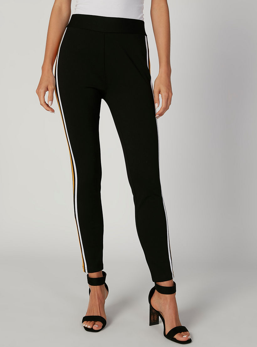 بنطلون بونتي سكيني بخصر متوسط الارتفاع وشريطة-women-clothing-bottoms-trousers-image-4