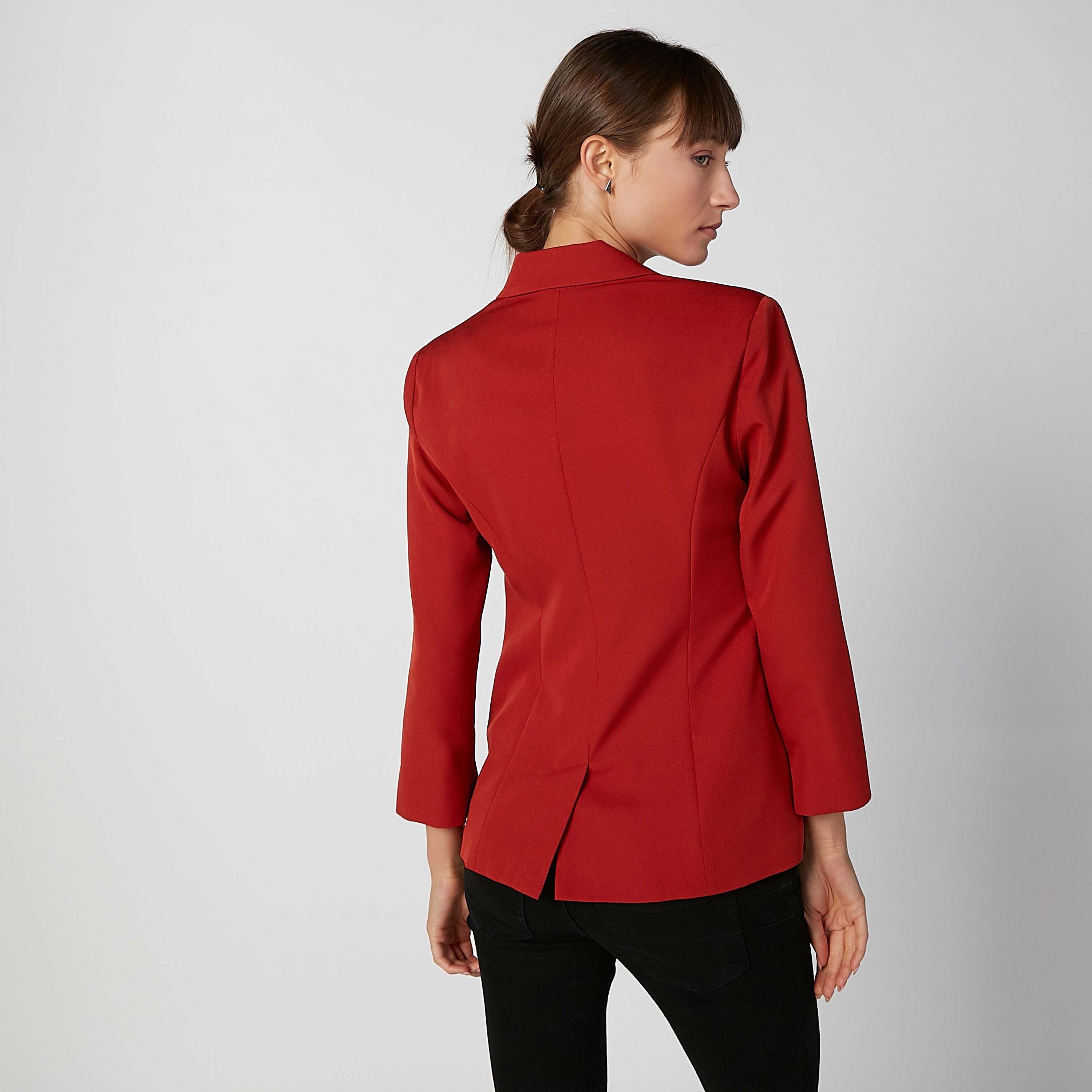 Plain Blazer with Notched Lapel and Flap Pockets-women-clothing-coatsandjackets-blazers-image-6
