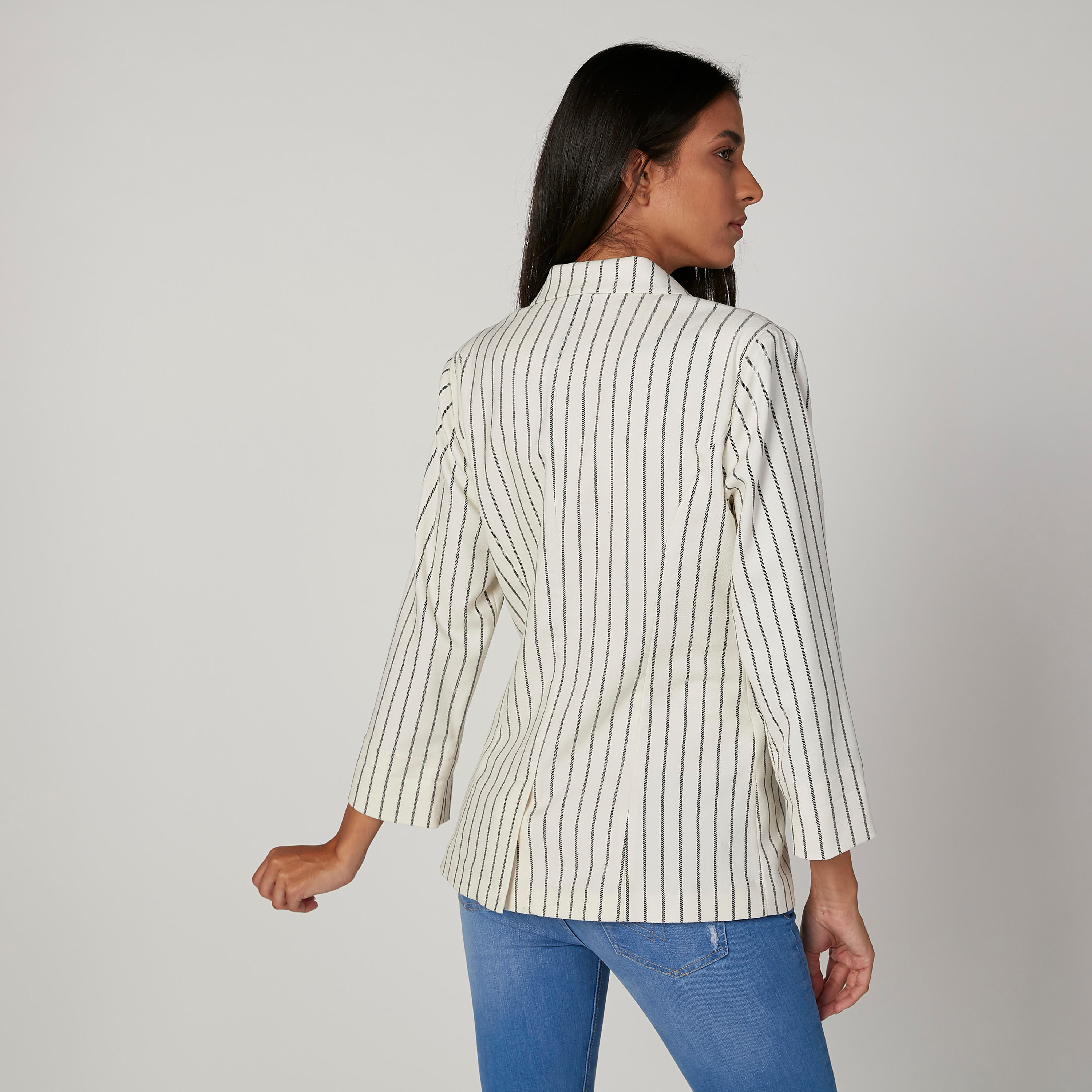 Striped Blazer with Notched Lapel and Flap Pockets-women-clothing-coatsandjackets-blazers-image-2