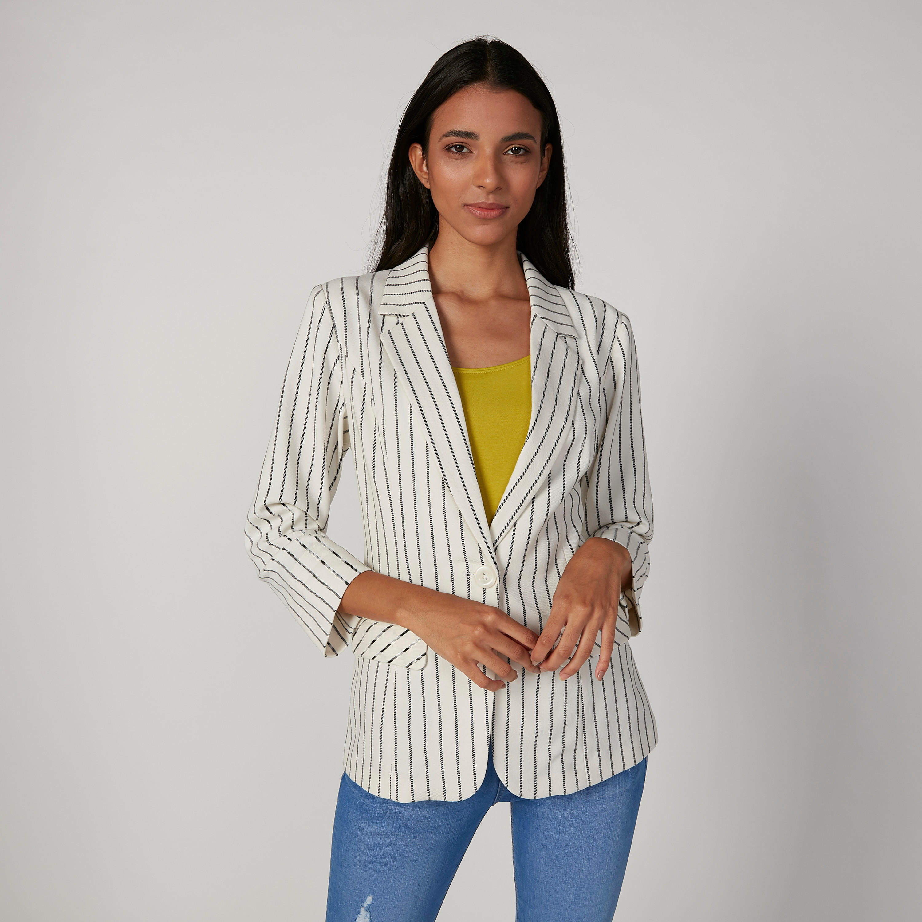 Striped Blazer with Notched Lapel and Flap Pockets-women-clothing-coatsandjackets-blazers-image-3