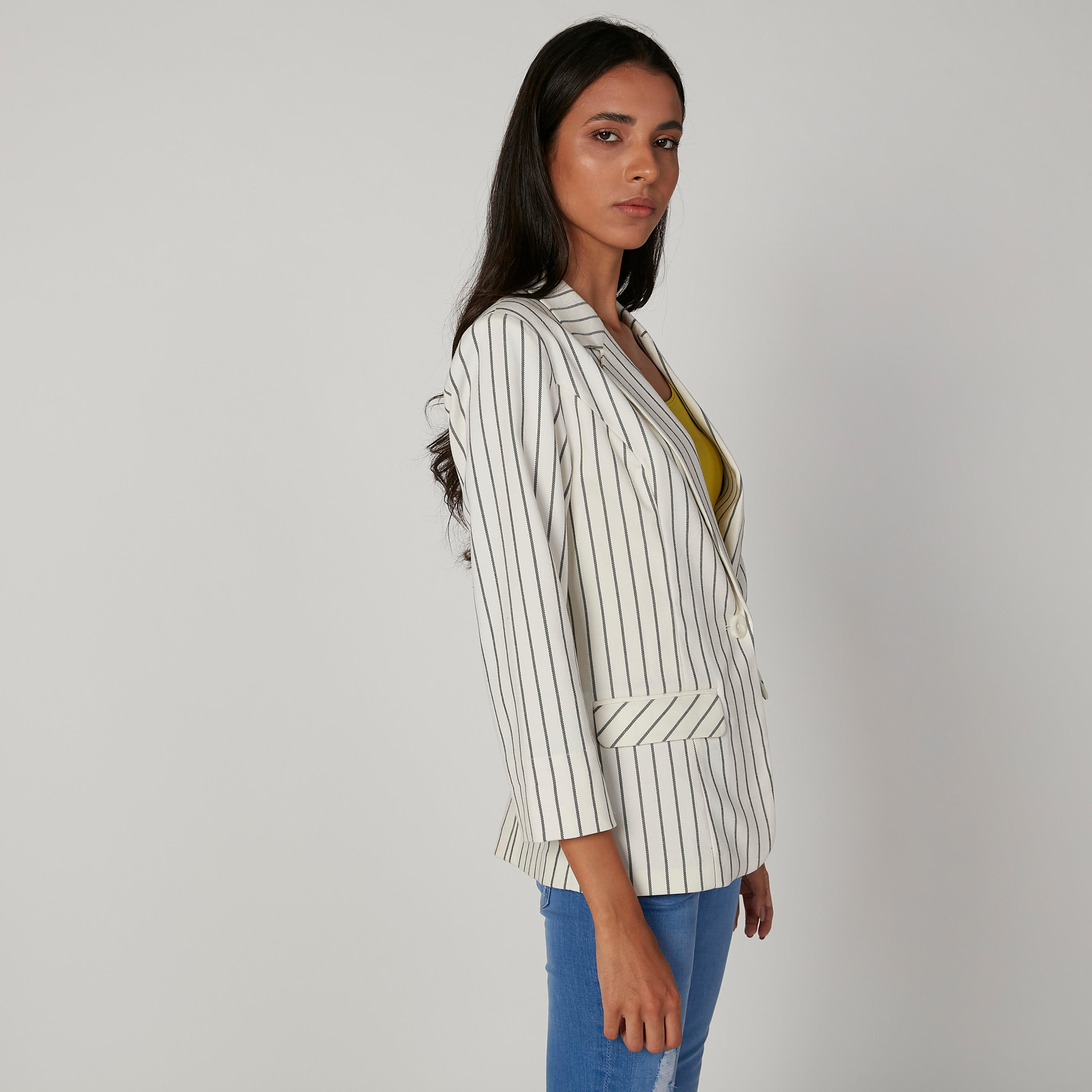 Striped Blazer with Notched Lapel and Flap Pockets-women-clothing-coatsandjackets-blazers-image-4