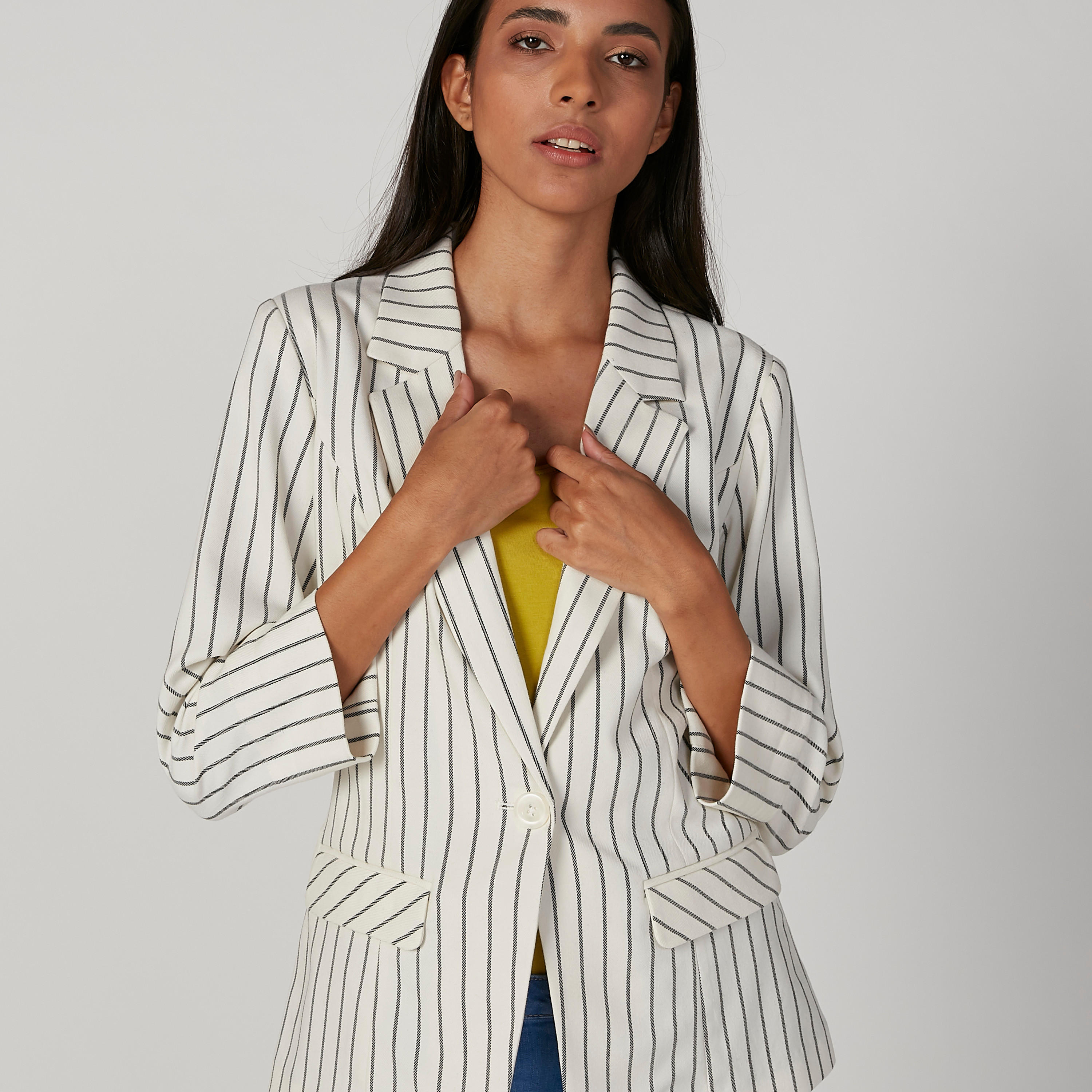 Striped Blazer with Notched Lapel and Flap Pockets-women-clothing-coatsandjackets-blazers-image-5