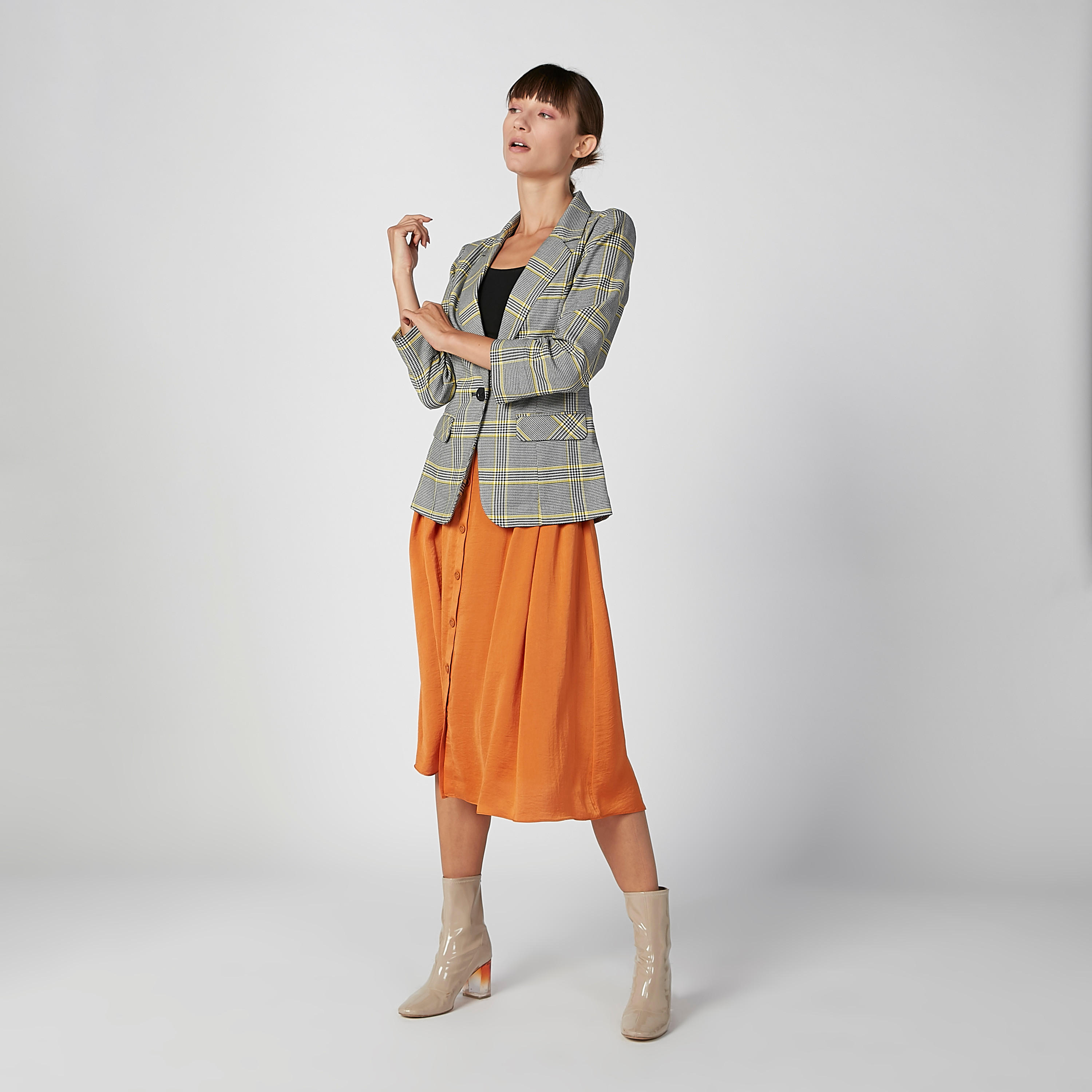 Chequered Jacket with Flap Pockets and Notched Lapel-women-clothing-coatsandjackets-blazers-image-2