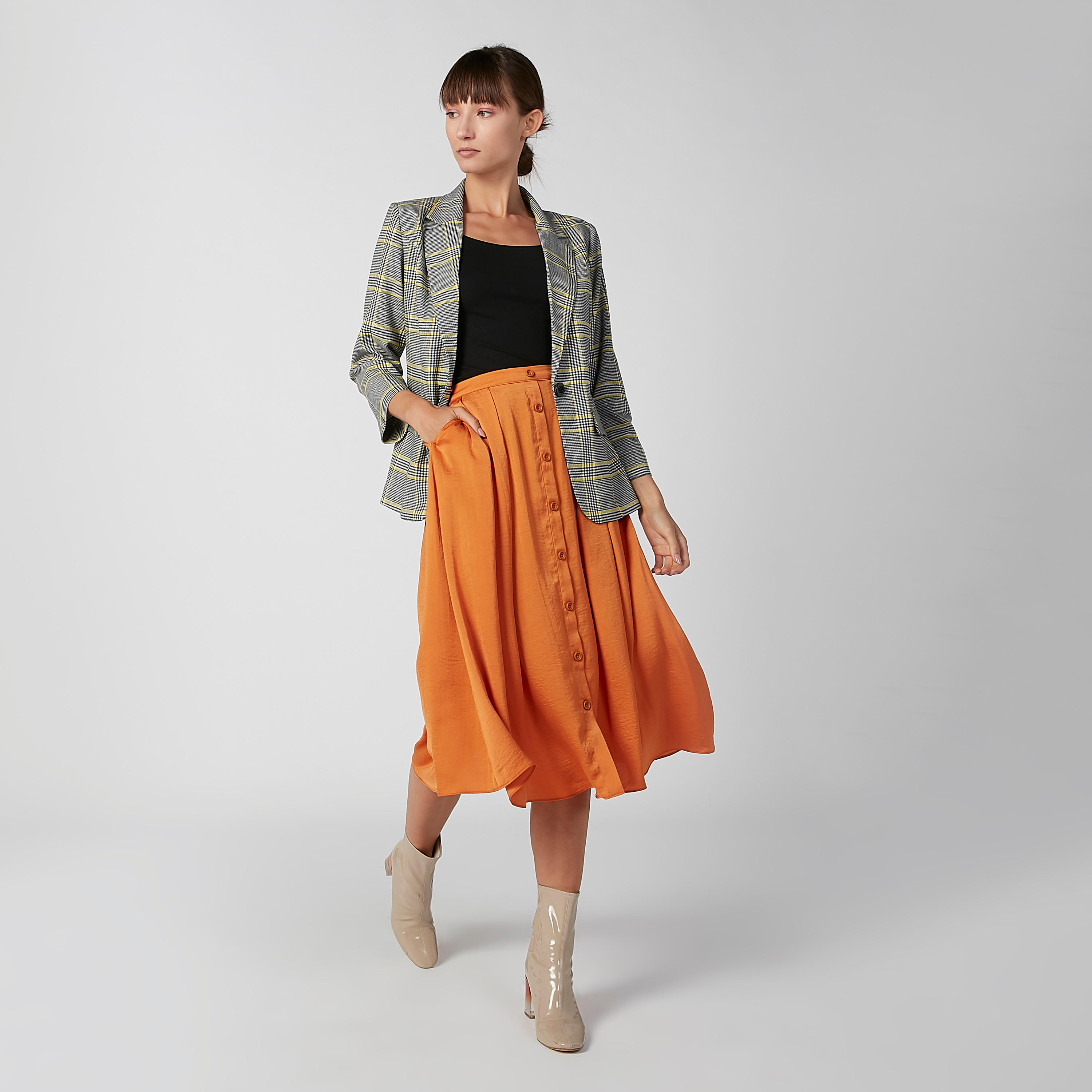 Chequered Jacket with Flap Pockets and Notched Lapel-women-clothing-coatsandjackets-blazers-image-4