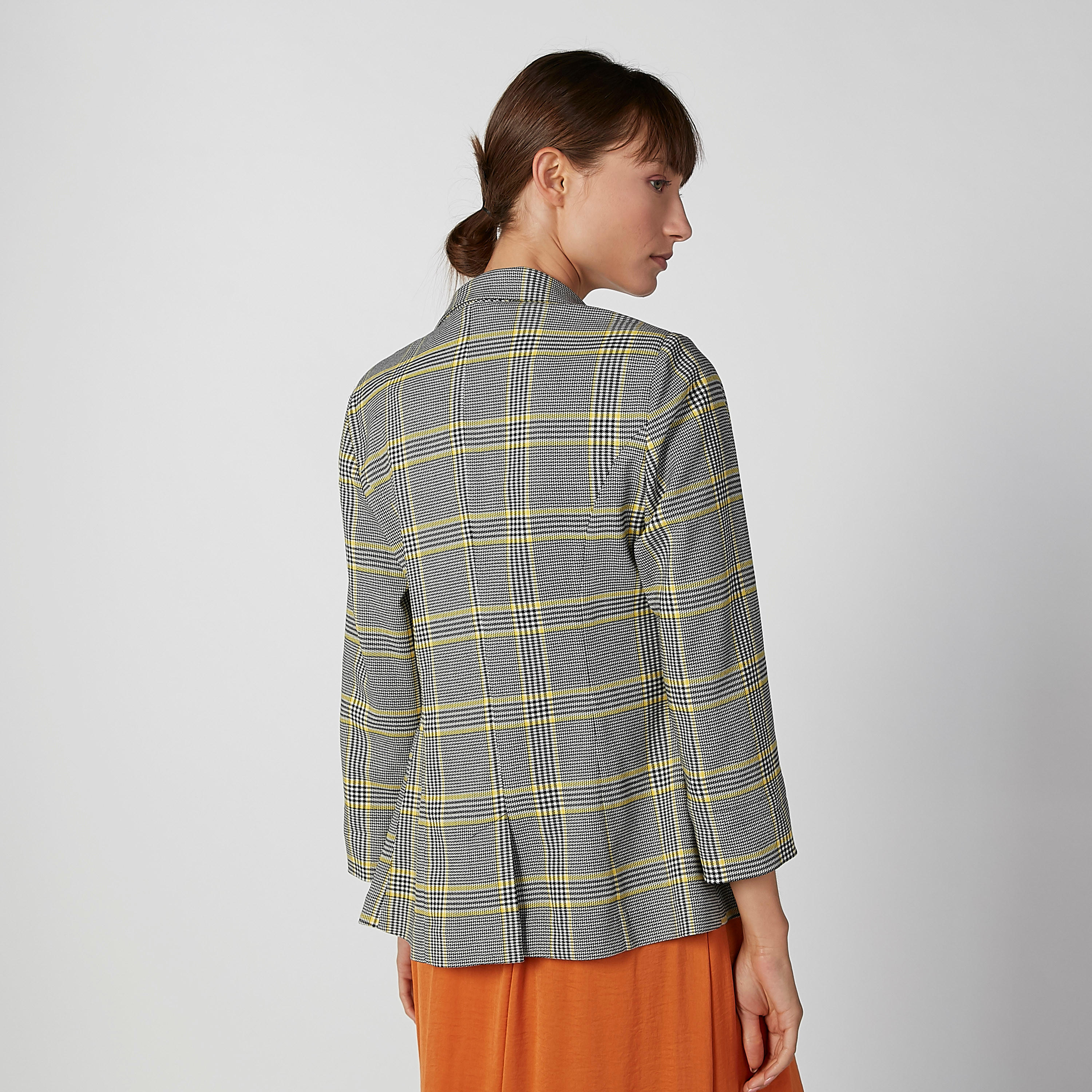 Chequered Jacket with Flap Pockets and Notched Lapel-women-clothing-coatsandjackets-blazers-image-5
