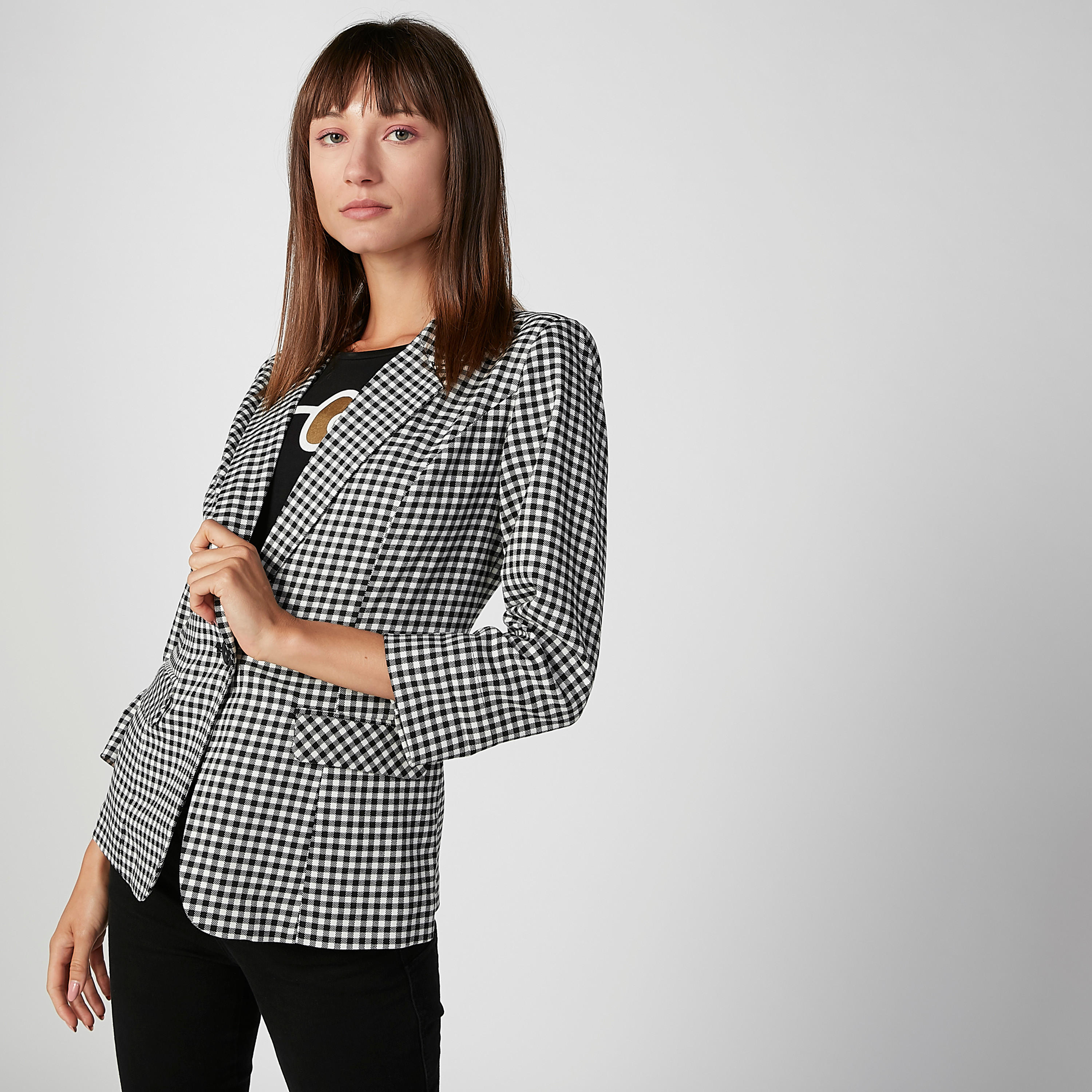 بليزر كاروهات بياقة طويلة وجيوب بطيّة-women-clothing-coatsandjackets-blazers-image-1