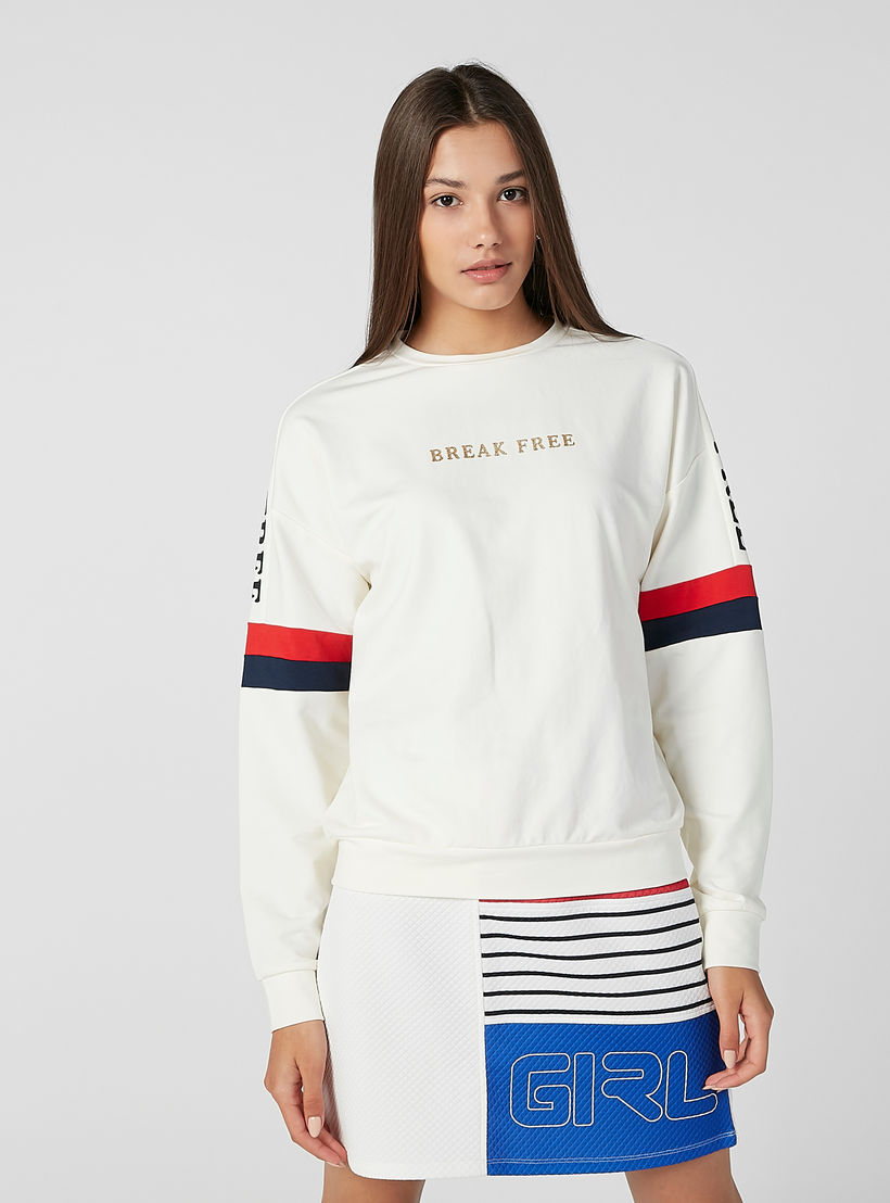Printed Sweatshirt with Long Sleeves and Round Neck-women-winterwear-hoodiesandsweatshirts-sweatshirts-image-4
