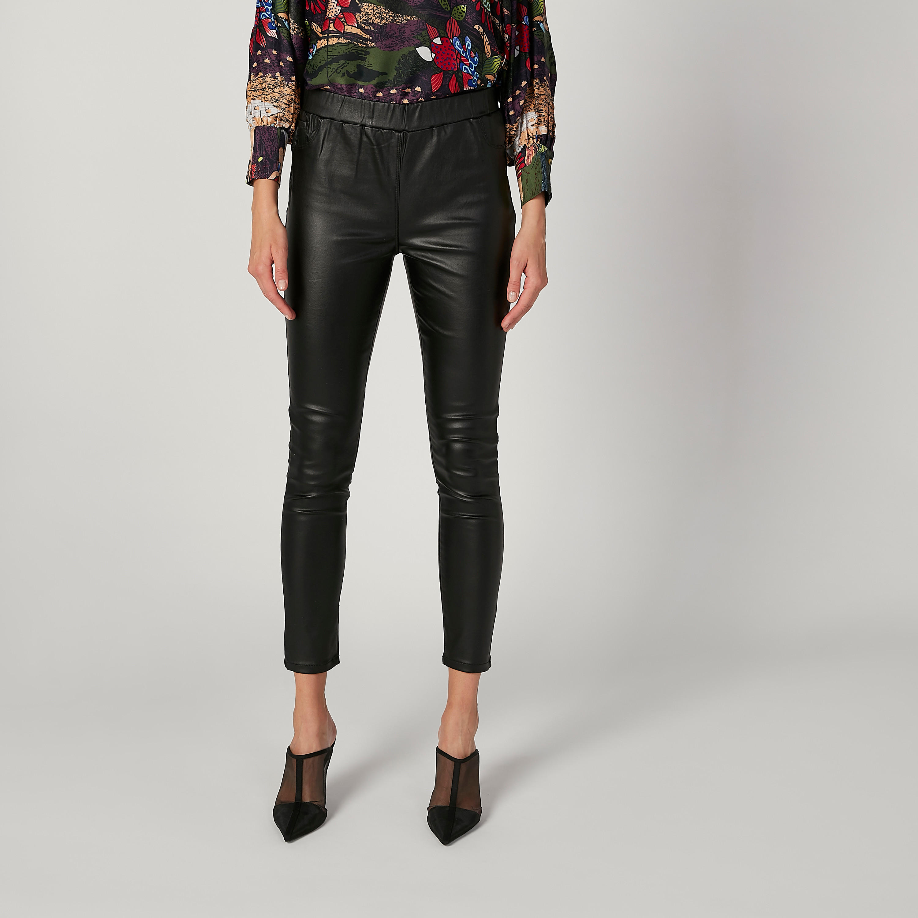 Plain Mid Waist Pants with Pocket Detail and Elasticised Waistband-women-clothing-bottoms-trousers-image-1