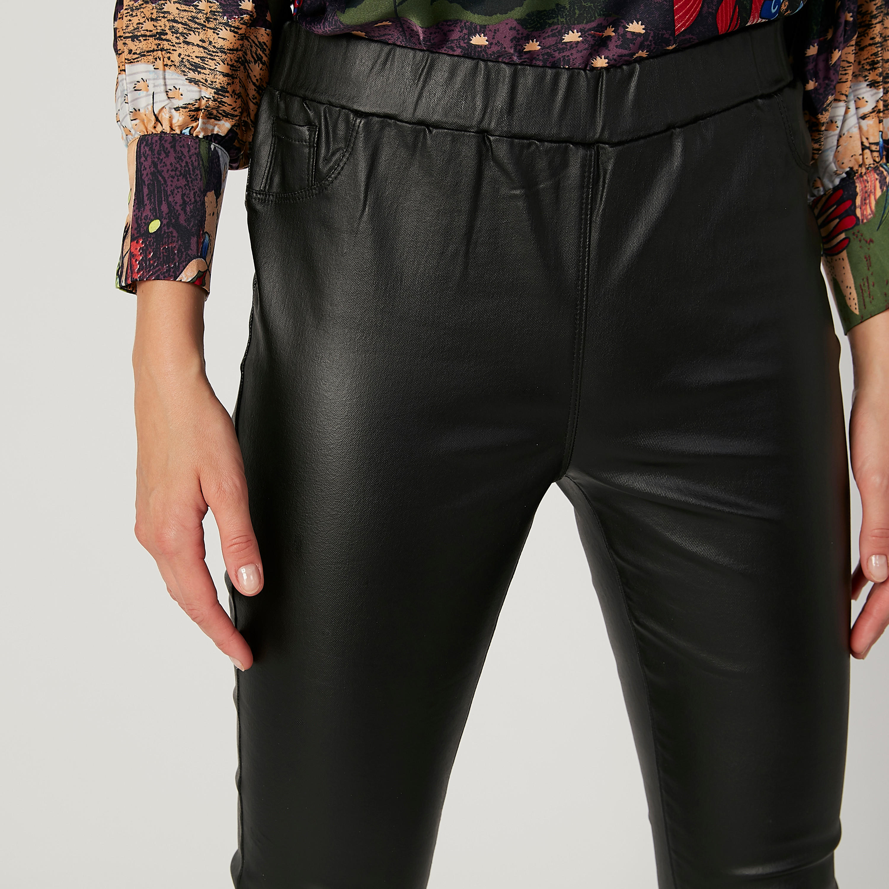Plain Mid Waist Pants with Pocket Detail and Elasticised Waistband-women-clothing-bottoms-trousers-image-3