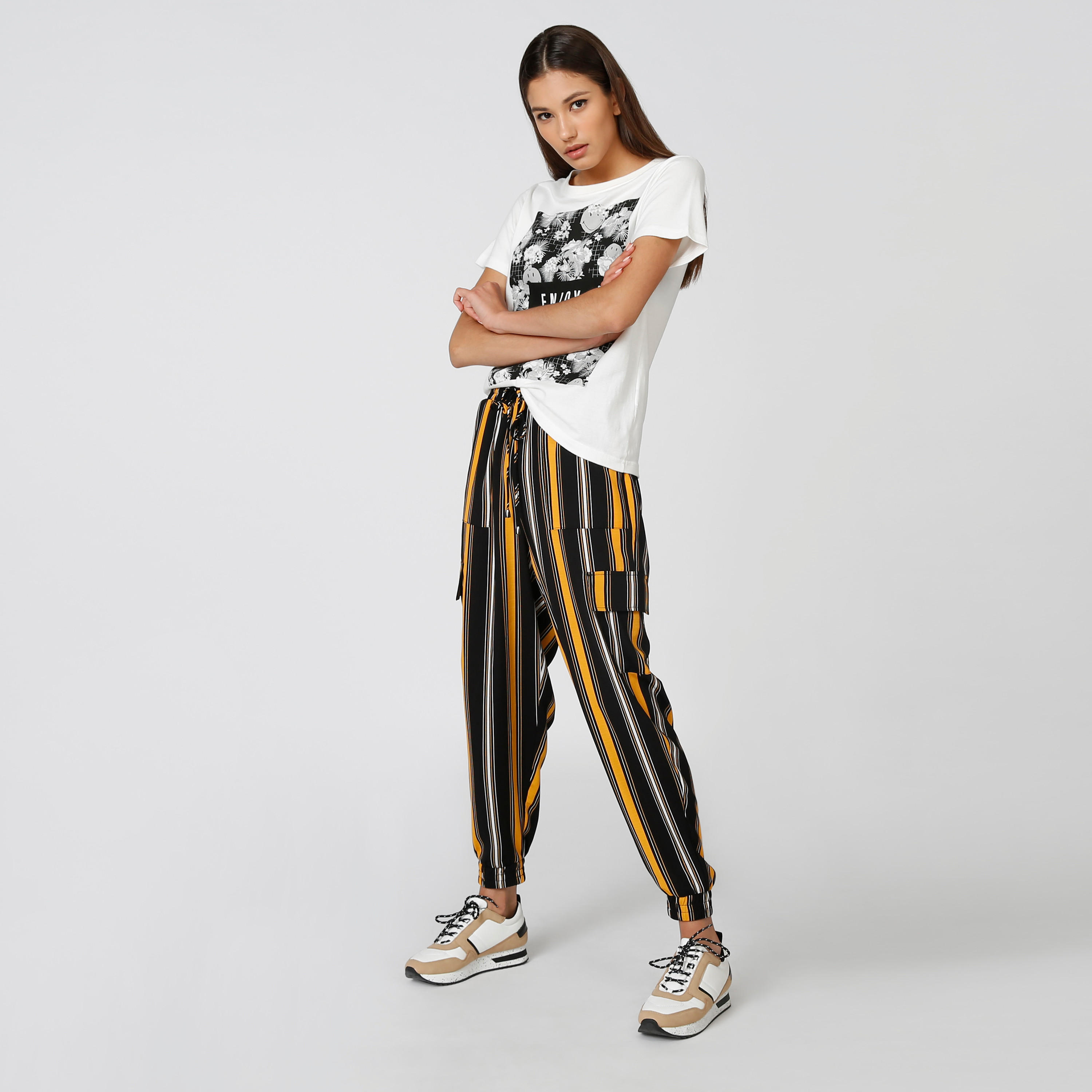 Full Length Striped Jog Pants with Pockets and Drawstring-women-clothing-bottoms-joggers-image-1
