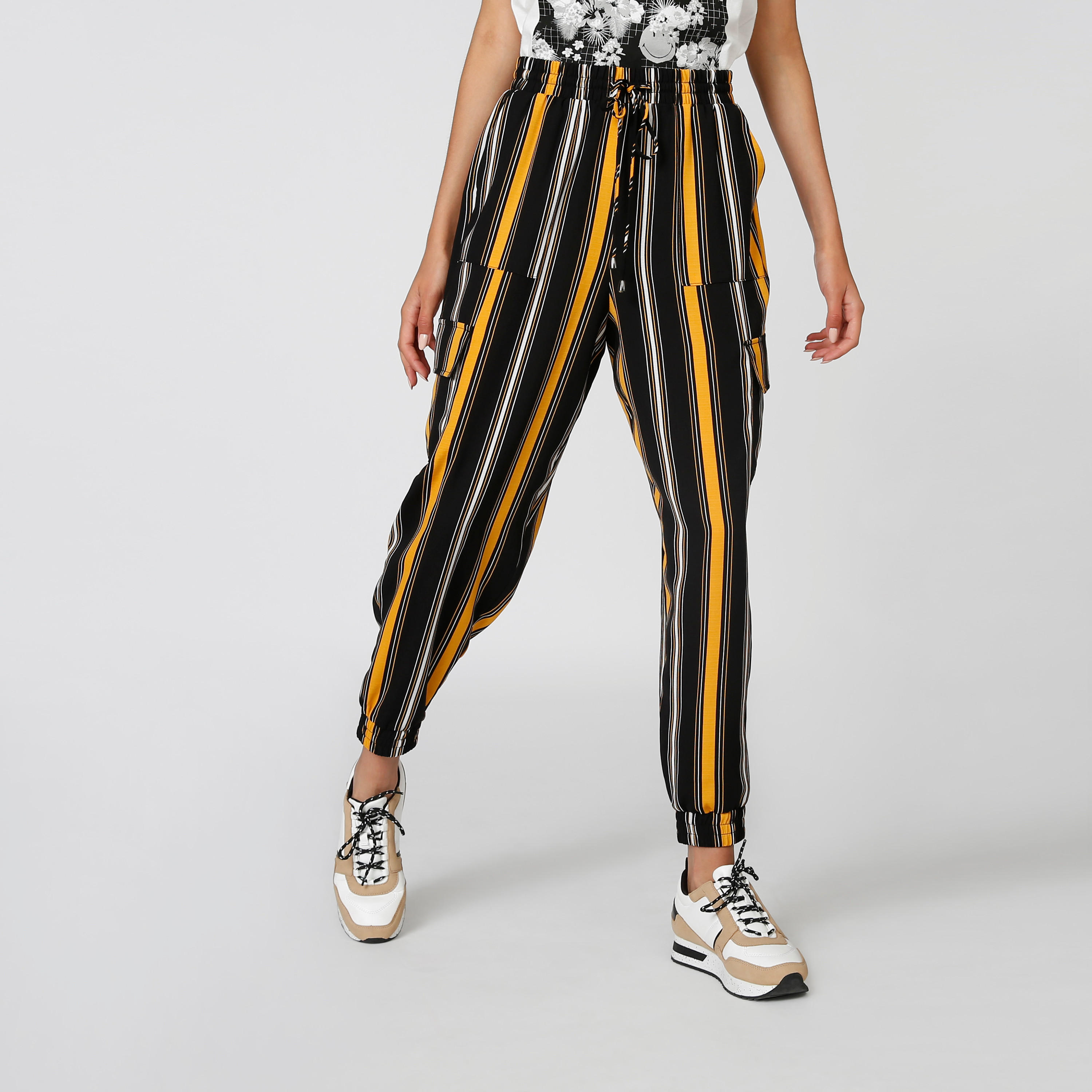 Full Length Striped Jog Pants with Pockets and Drawstring-women-clothing-bottoms-joggers-image-3