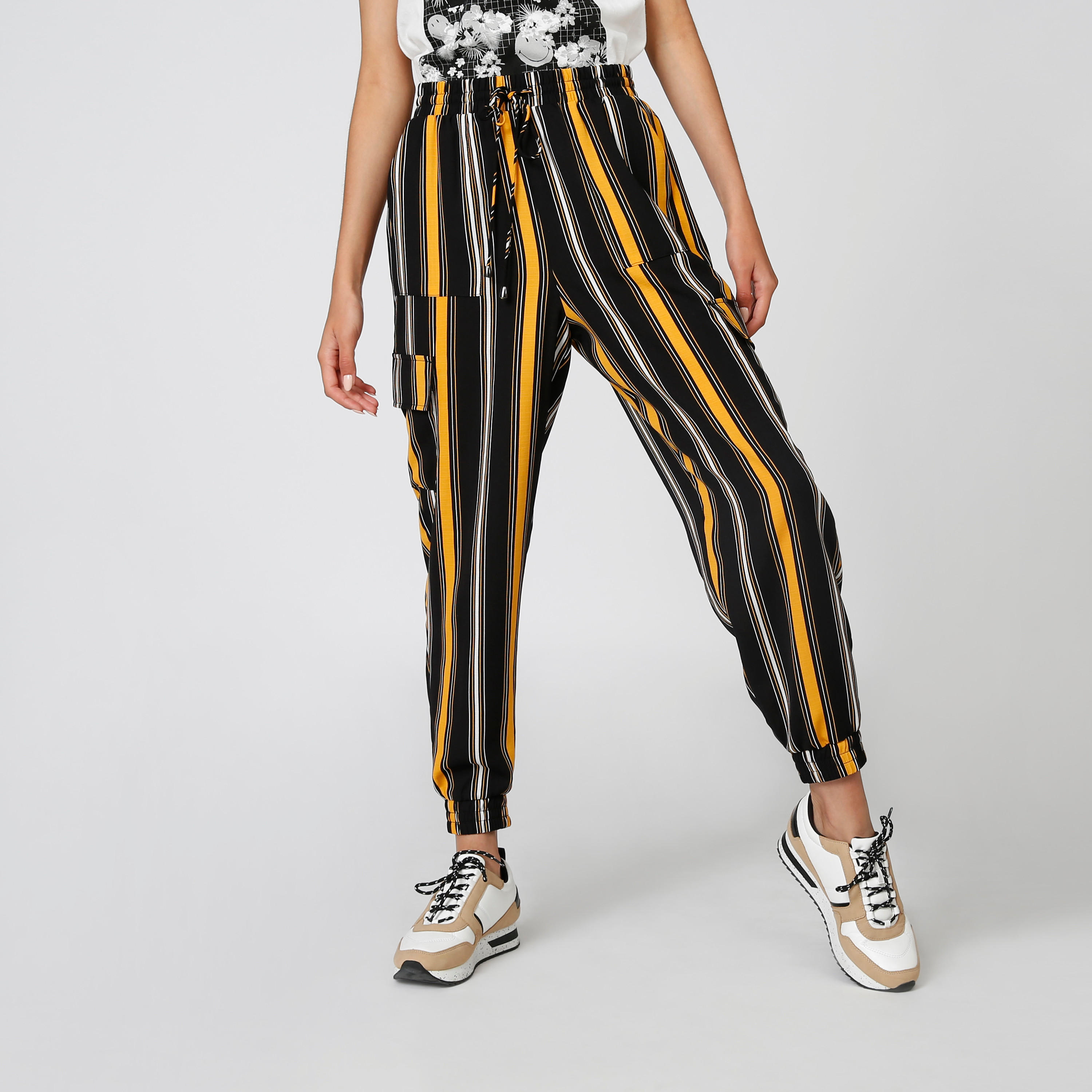 Full Length Striped Jog Pants with Pockets and Drawstring-women-clothing-bottoms-joggers-image-4