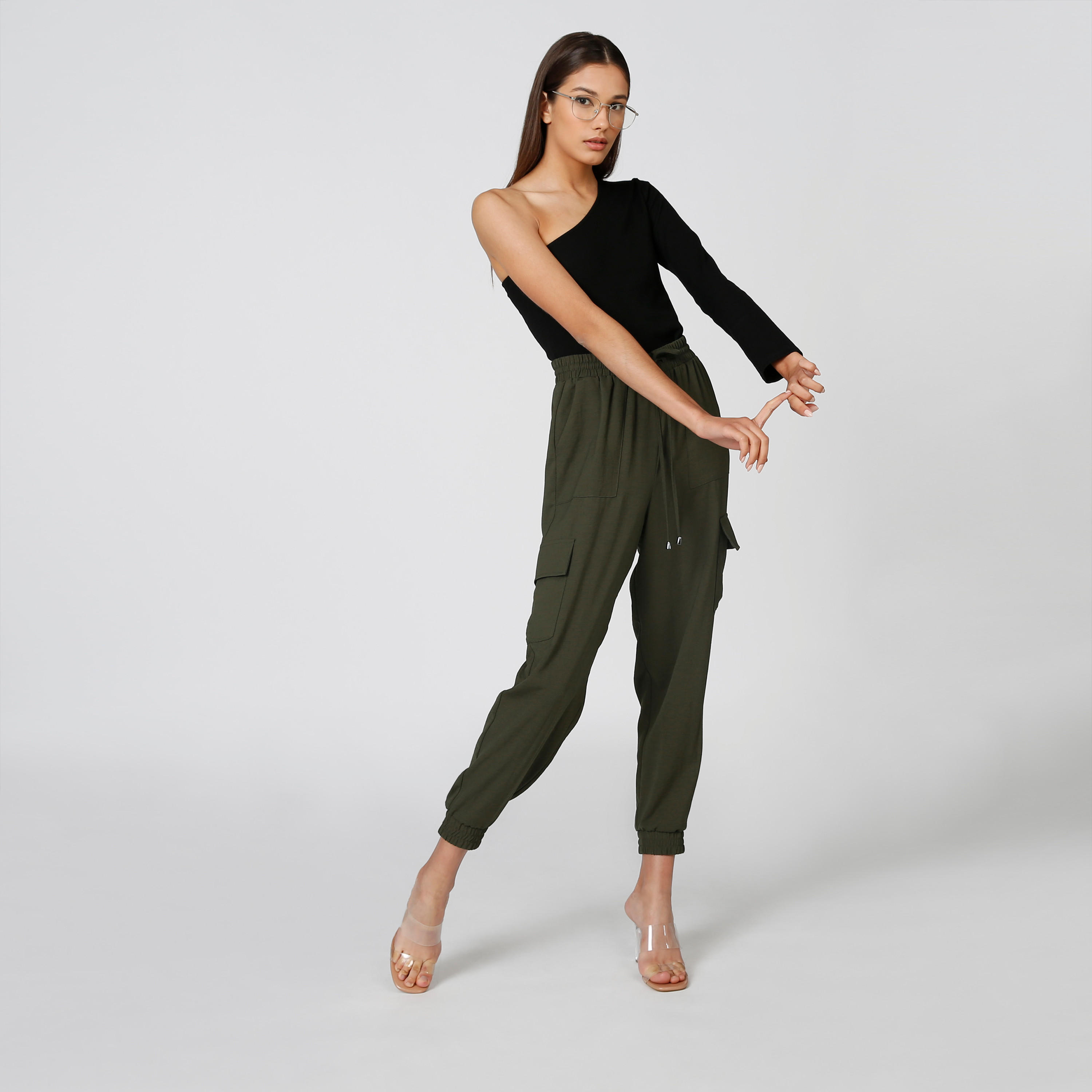 Full Length Mid Waist Plain Jog Pants with Pockets and Drawstring-women-clothing-bottoms-trousers-image-3