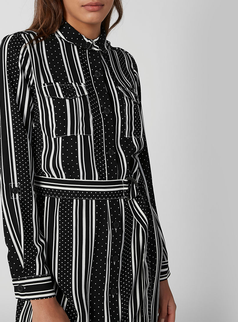 فستان قميص ميدي مقلّم بأكمام طويلة وأربطة-women-clothing-dresses-image-4