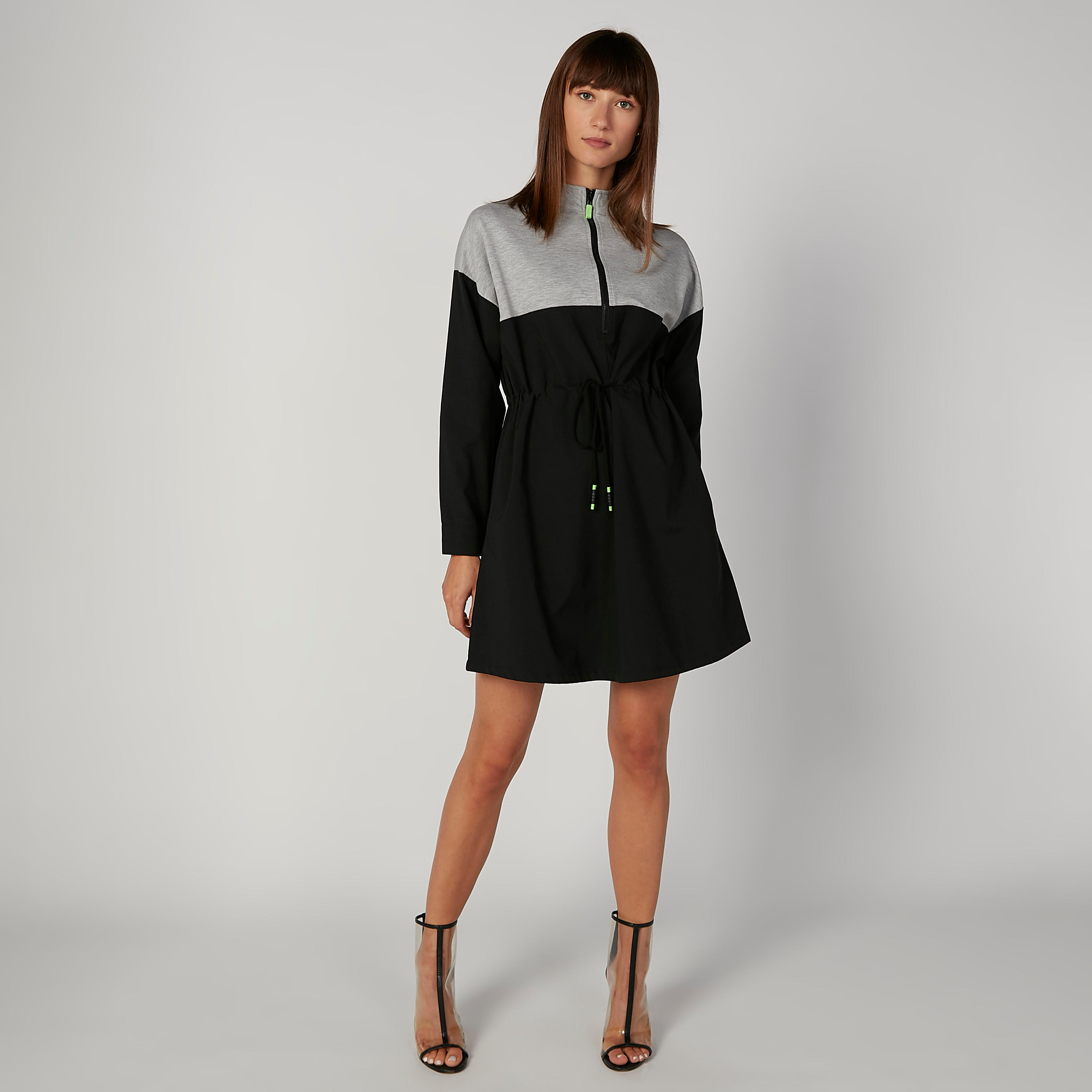 فستان واسع سادة بأربطة وسحّاب-women-clothing-dresses-image-1