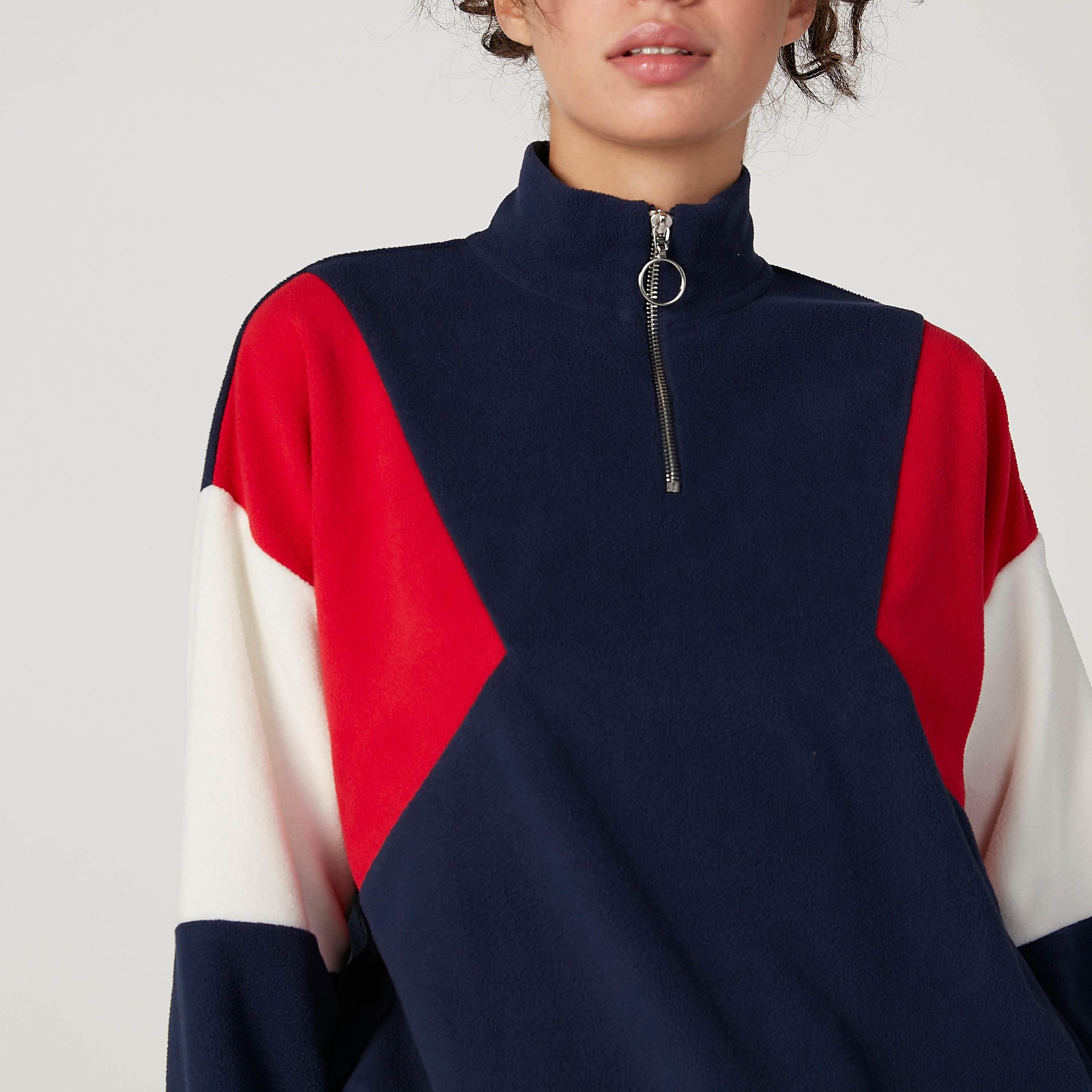 سويت شيرت بنمط كتل الألوان بأكمام طويلة وسحّاب-women-winterwear-hoodiesandsweatshirts-sweatshirts-image-2