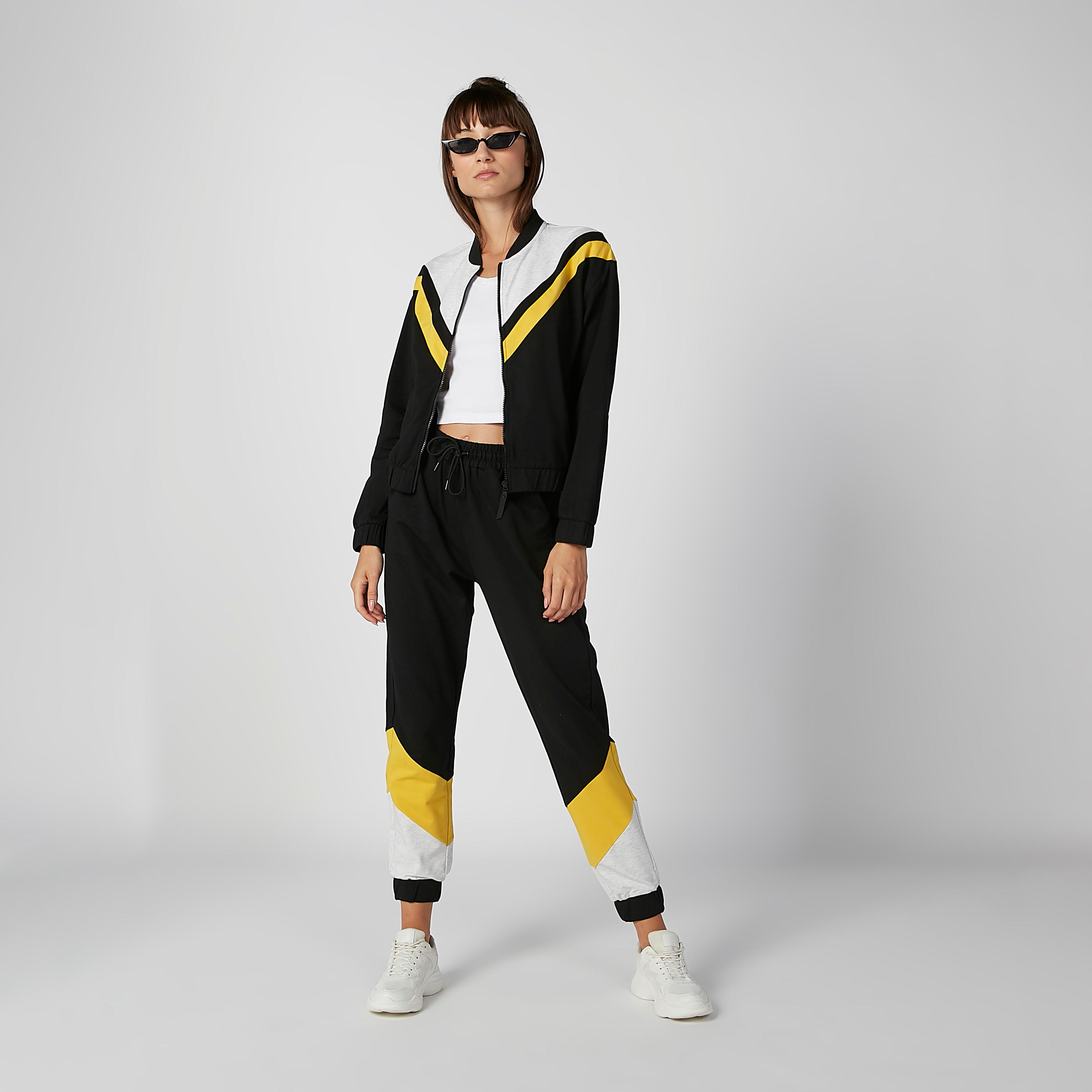 Striped Bomber Jacket with Zip Closure and Kangaroo Pockets-women-winterwear-coatsandjackets-jackets-image-2