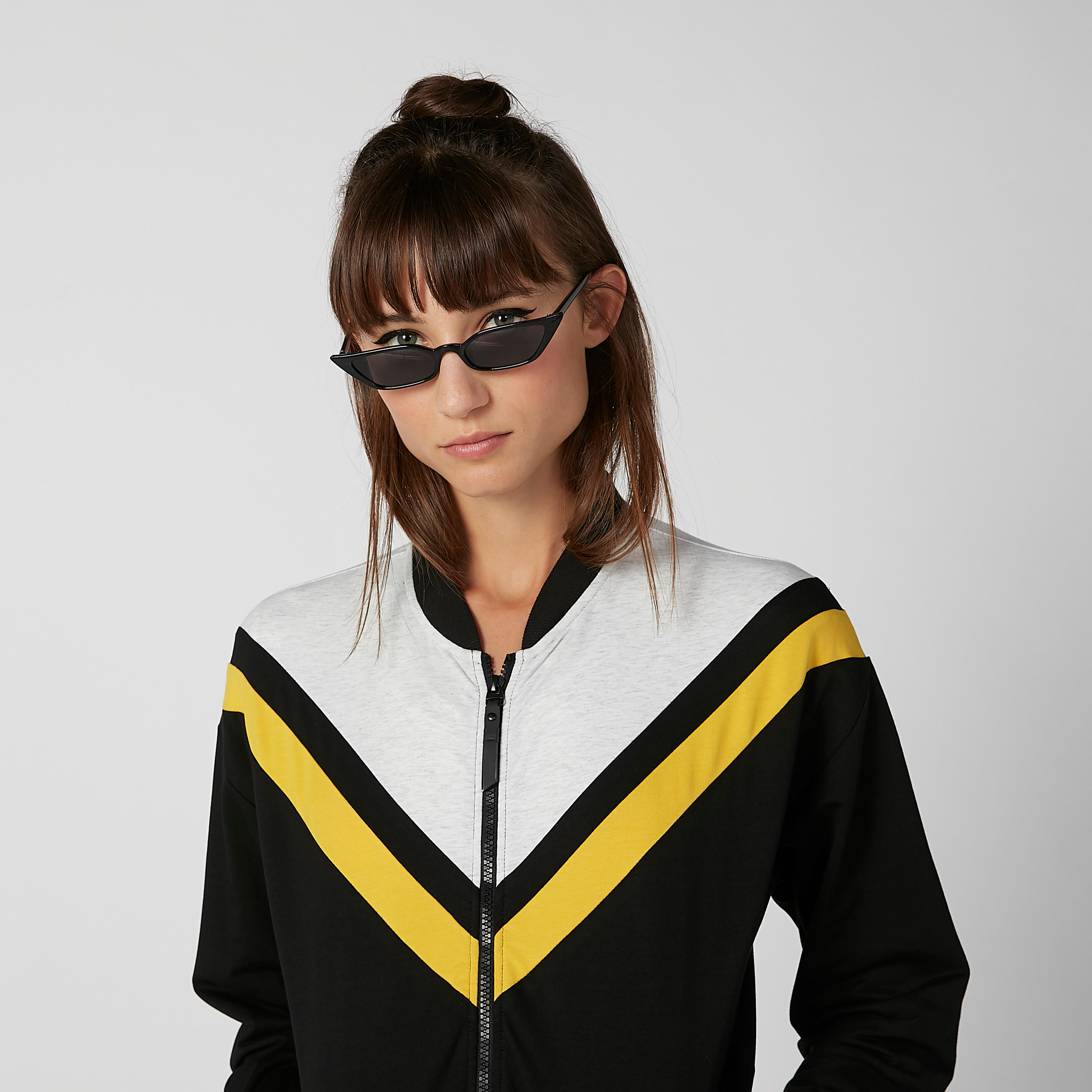Striped Bomber Jacket with Zip Closure and Kangaroo Pockets-women-winterwear-coatsandjackets-jackets-image-5